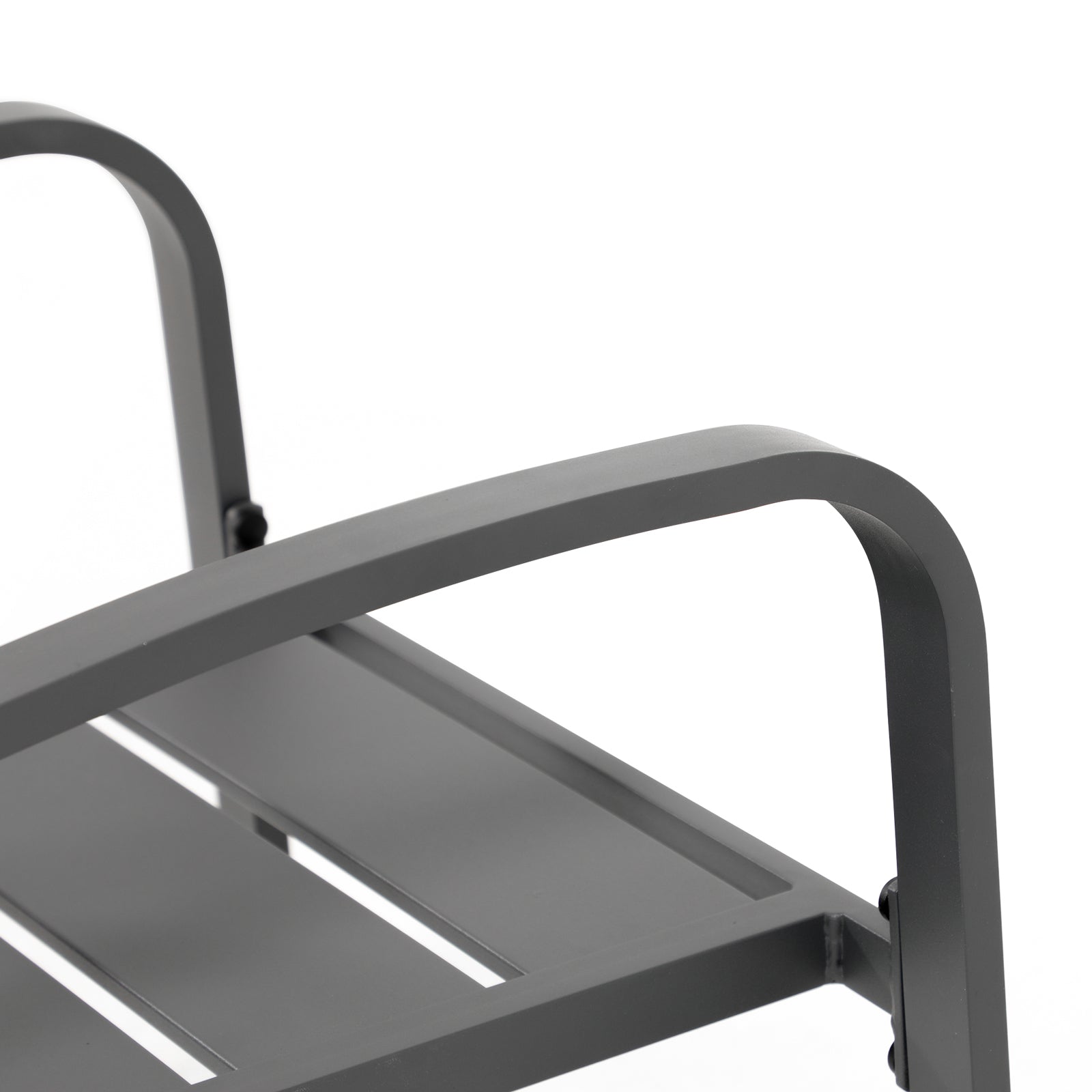 Salina dining chair, dark grey, aluminum design, smooth armrest detailed information-Jardina Furniture