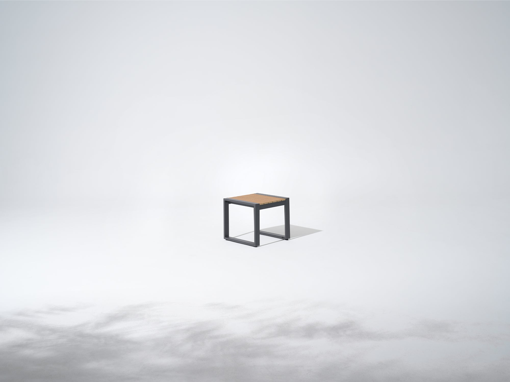 Addison Square Aluminum Outdoor Side Table with Wooden Tabletop