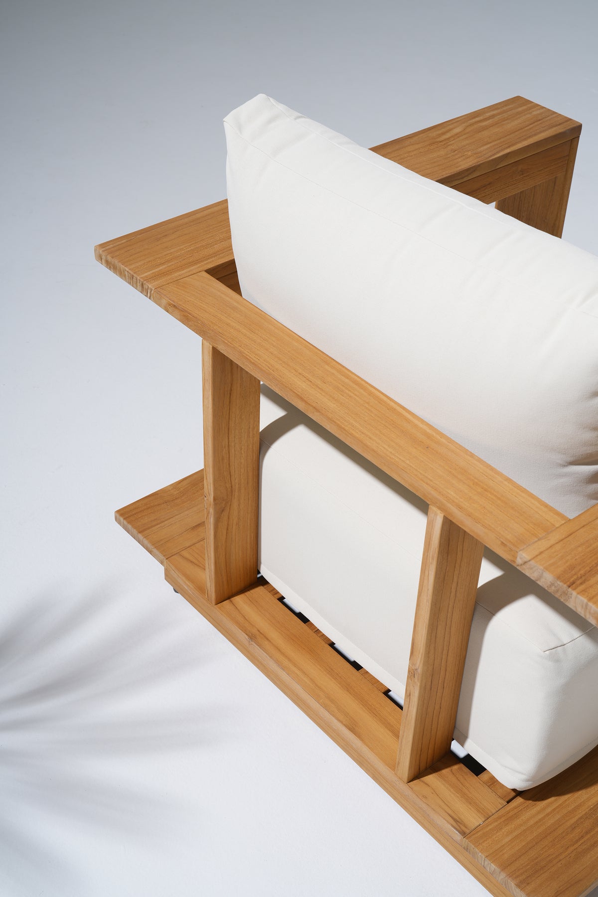 Braga FSC-Certified Solid Teak Outdoor Lounge Chair, Wide Armrests, Cream Olefin Cushion