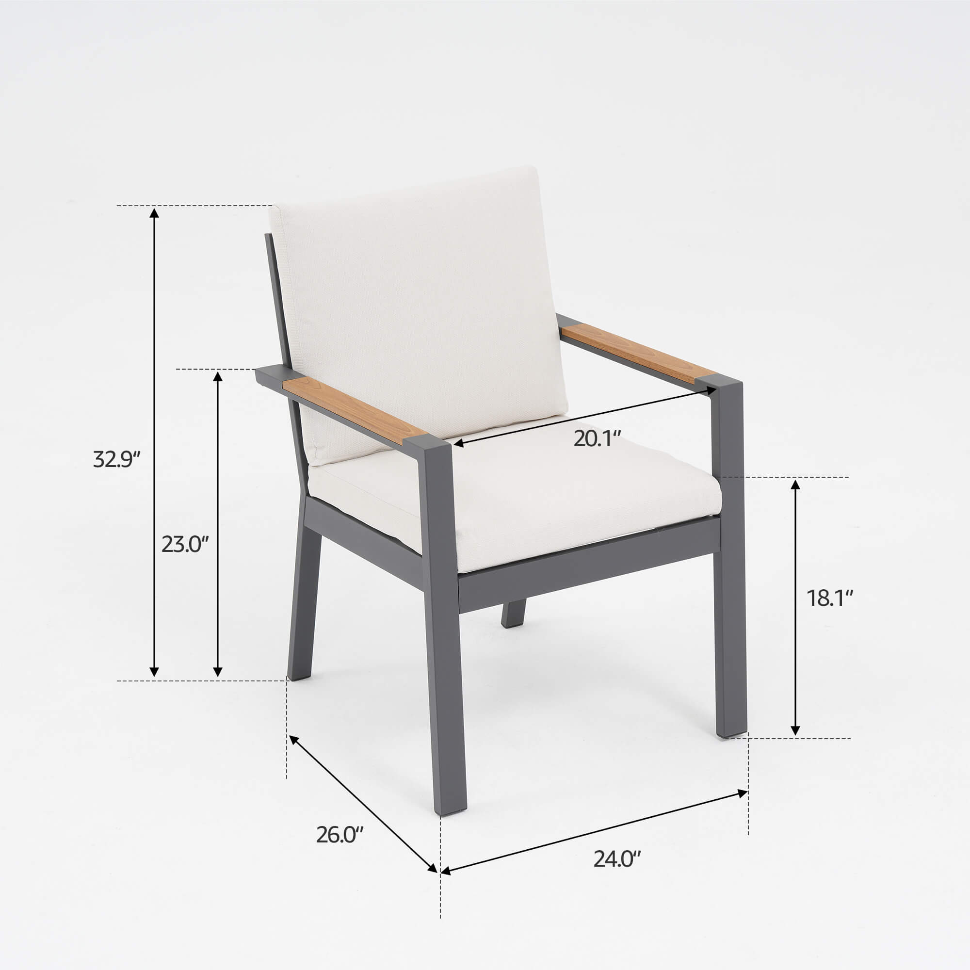 Addison Outdoor Aluminum Dining Set, Dark Grey Frame, Umbrella Hole, 6-8 Seats, 97"