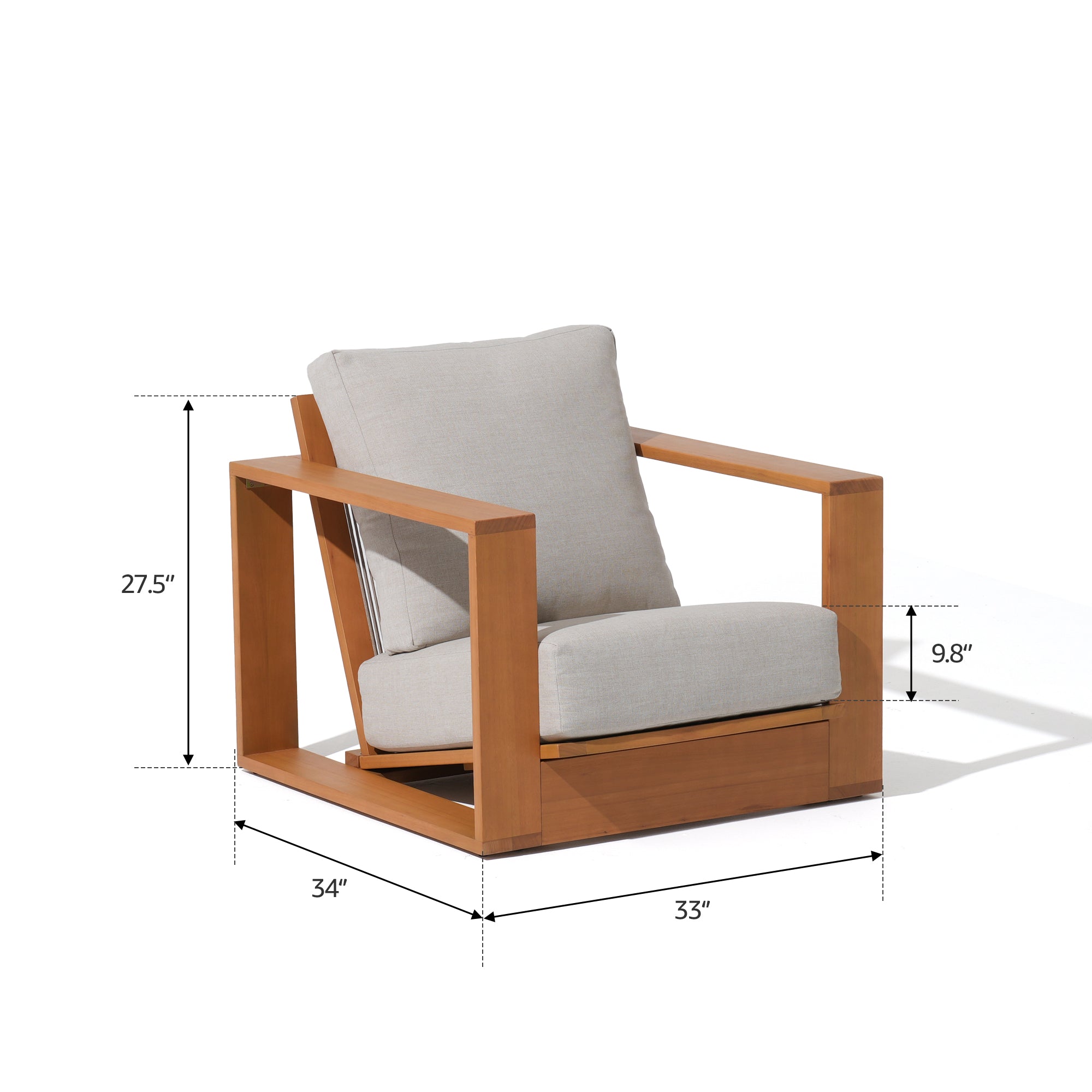 Drift 4 Seats Eucalyptus Wooden Outdoor Furniture Set with Fire Pit Table, Angled seat, Rope Backrest