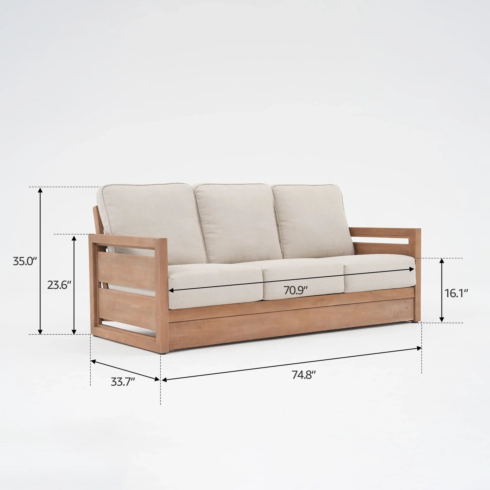 Vela Wood Outdoor 3-Seater Sofa
