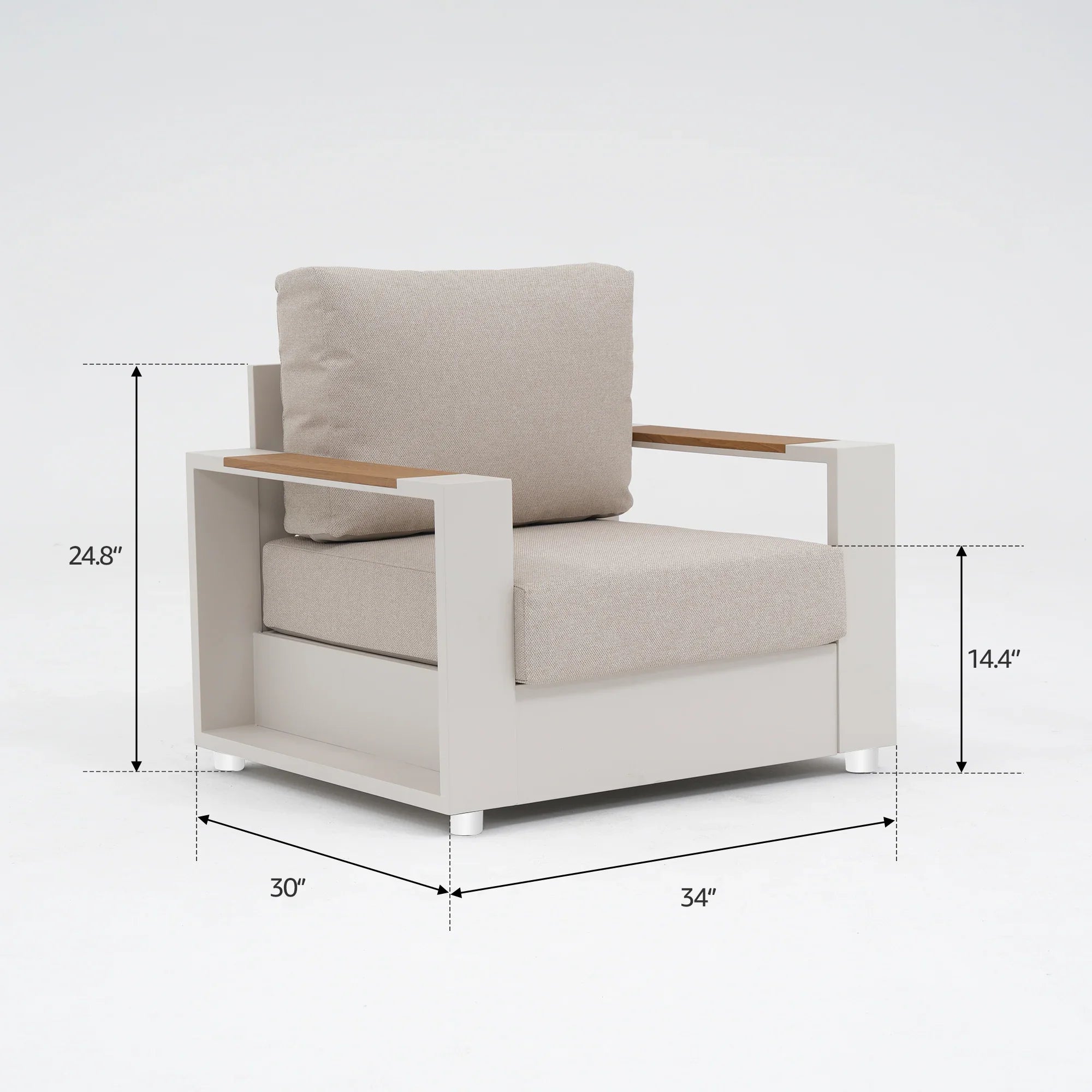 Addison Aluminum Outdoor Lounge Chair with Linen Olefin Cushions, Set of 2