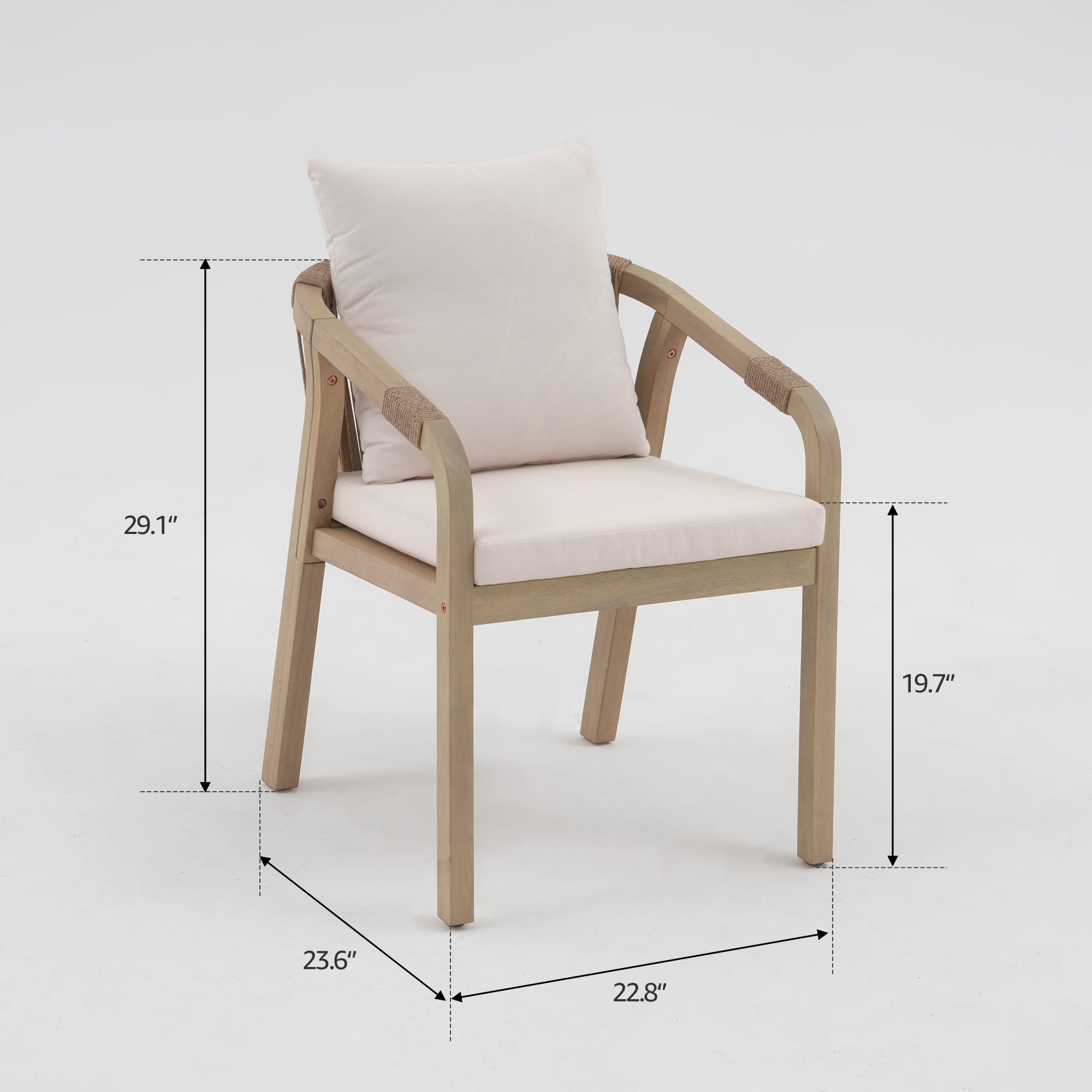 Lumi Wooden Outdoor Dining Set with Umbrella Hole, 8 Seats, Rope Design, 83'' Table