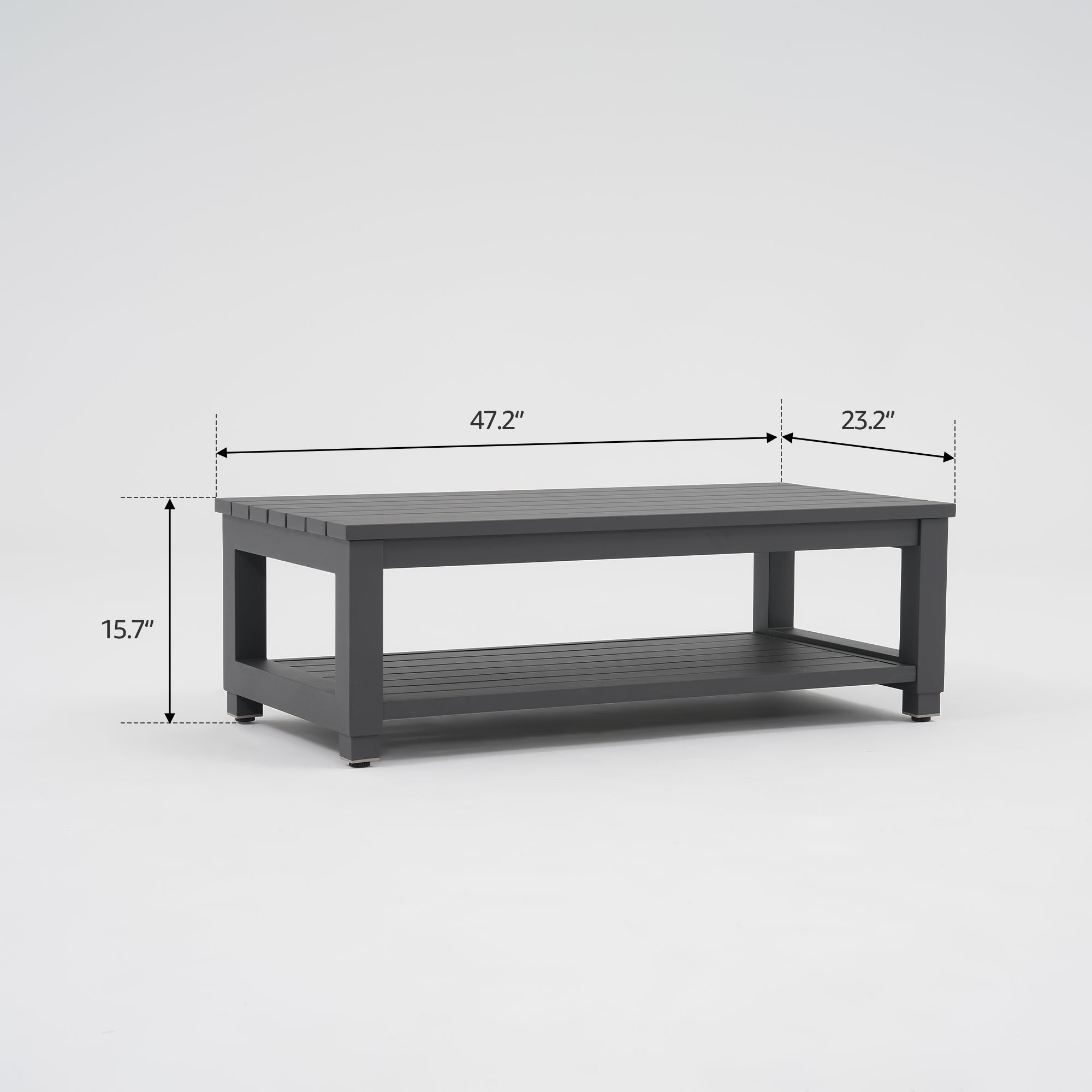 Gray coffee table with dimensions