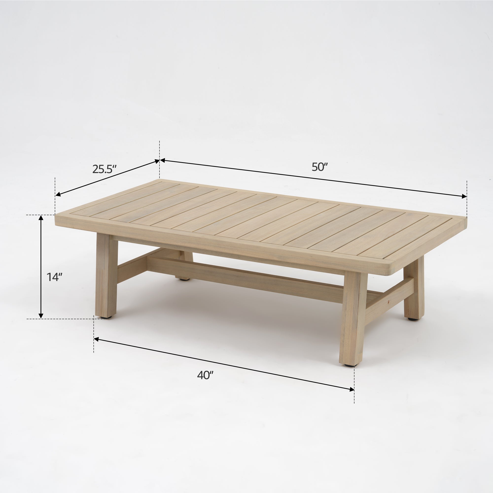 Thalea Solid Acacia Wood Outdoor Coffee Table, Low‑Profile Slatted Top