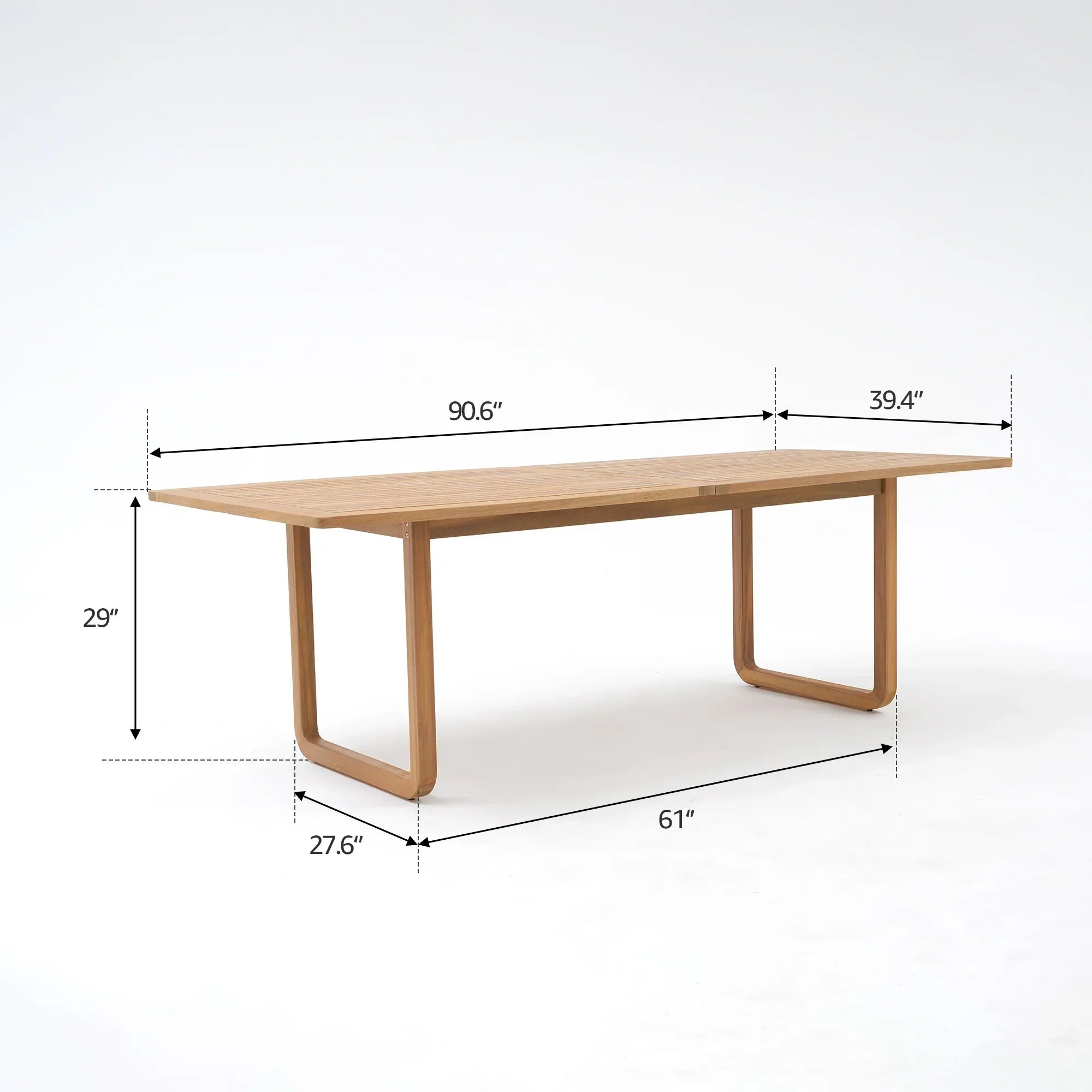 Wooden table with dimensions