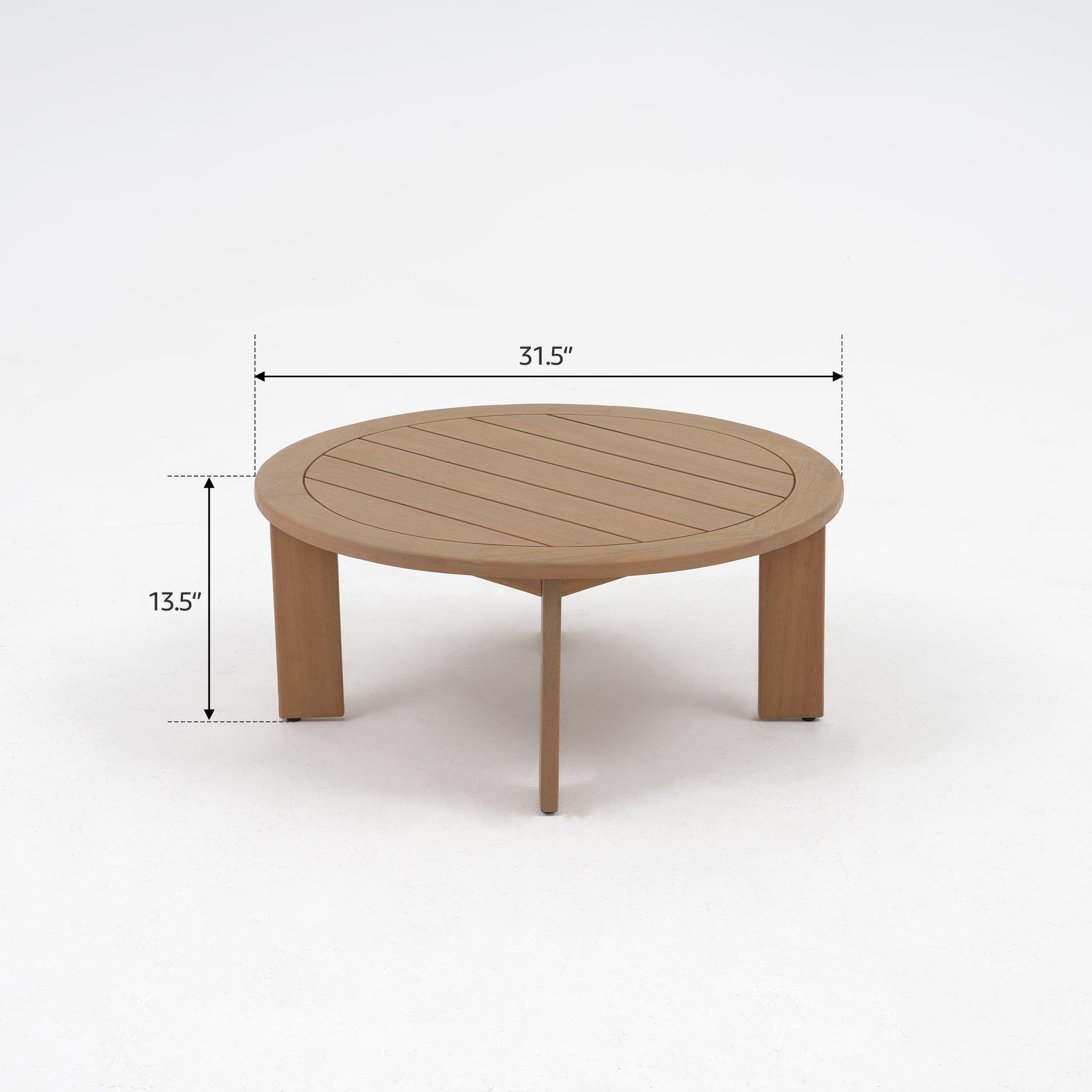 Wooden round coffee table dimension