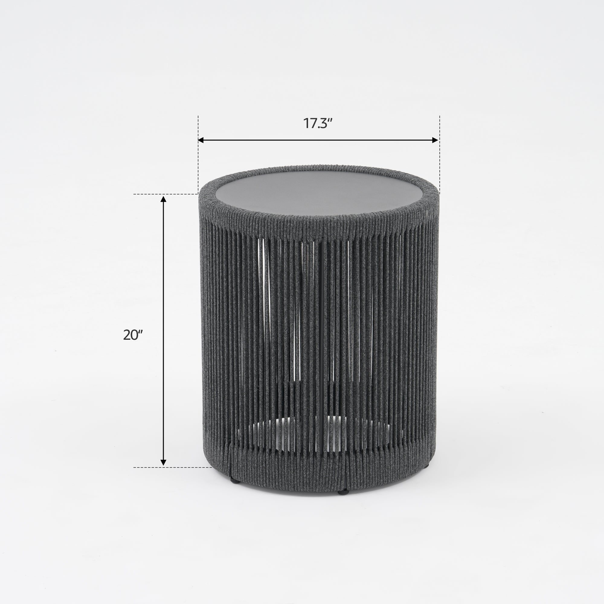 Irati Aluminum Rope Outdoor Side Table, Weather-Resistant Patio End Table, Dark Grey