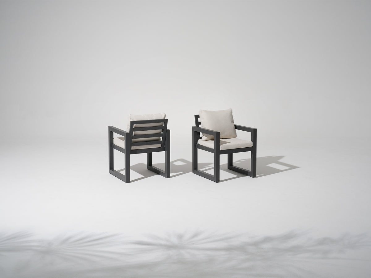 Vela Outdoor Dining Chair, Charcoal Aluminum Frame & Olefin Cushions, 18.1" Seat Height, Set of 2/4/6