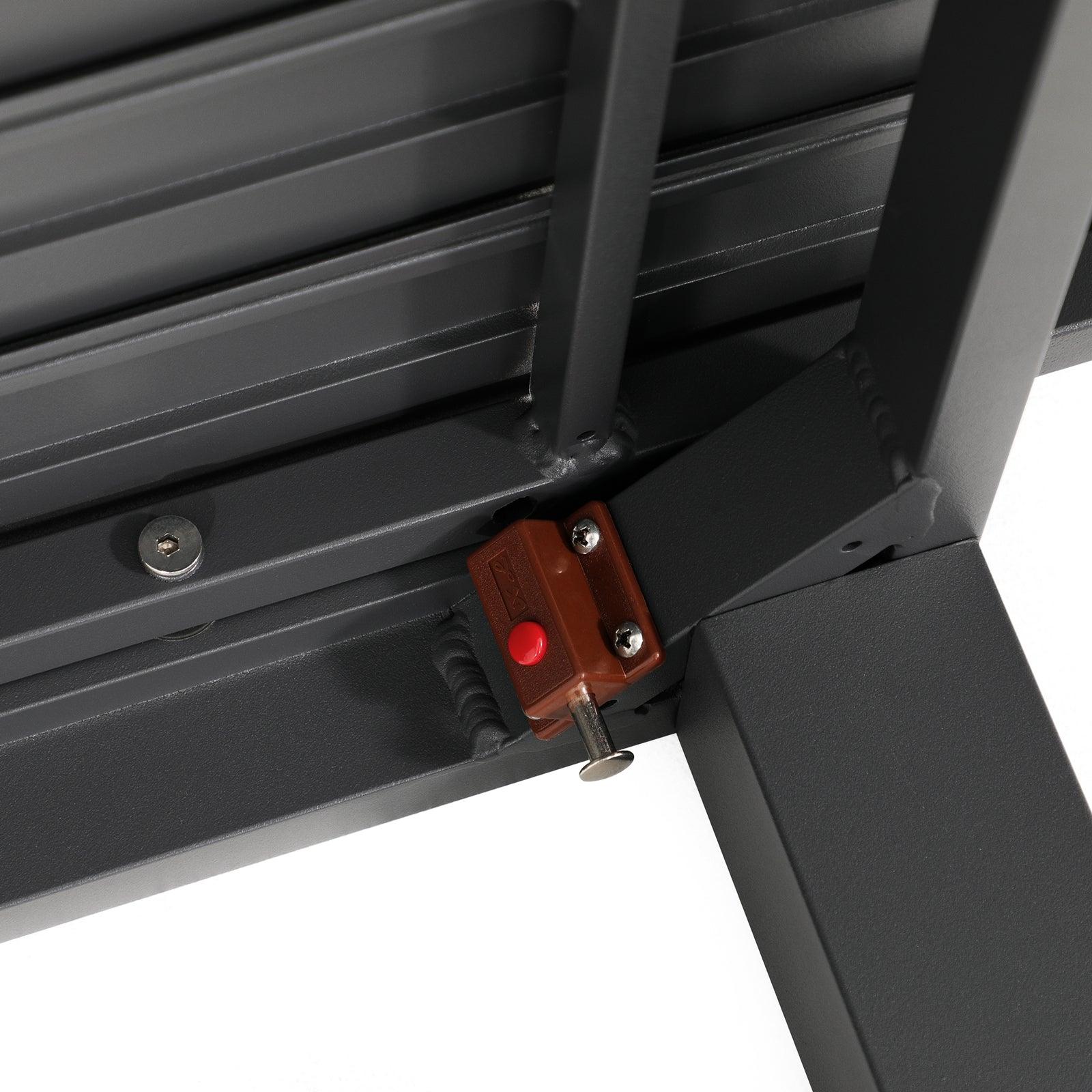 Salina Modern Aluminum Outdoor Table, button detail,#color_Dark Grey