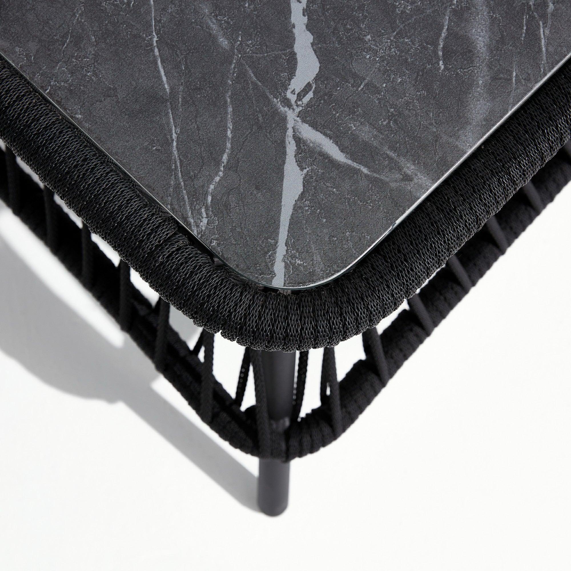 Wonder - Coffee table, rope design, grey finish, aluminum frame,sintered stone tabletop-Sunsitt Signature