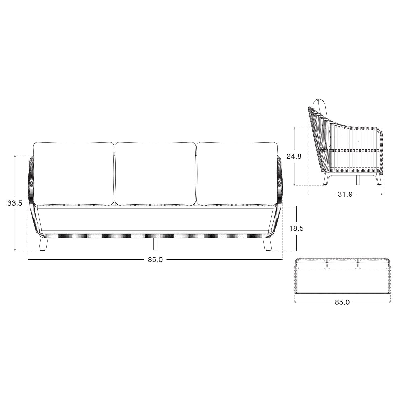Natural - Santa Ana 3-Seater Sofa - Sunsitt