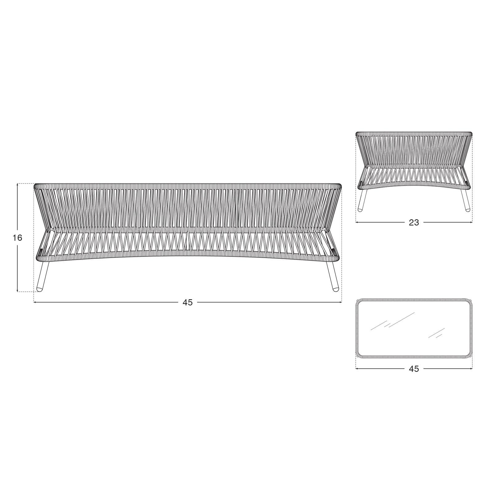 Wonder - Coffee table,grey finish, aluminum frame,Dimension information-Sunsitt Signature