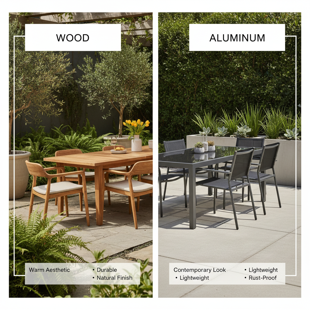 Outdoor Dining Sets: Materials Comparison (Wood vs. Aluminum)