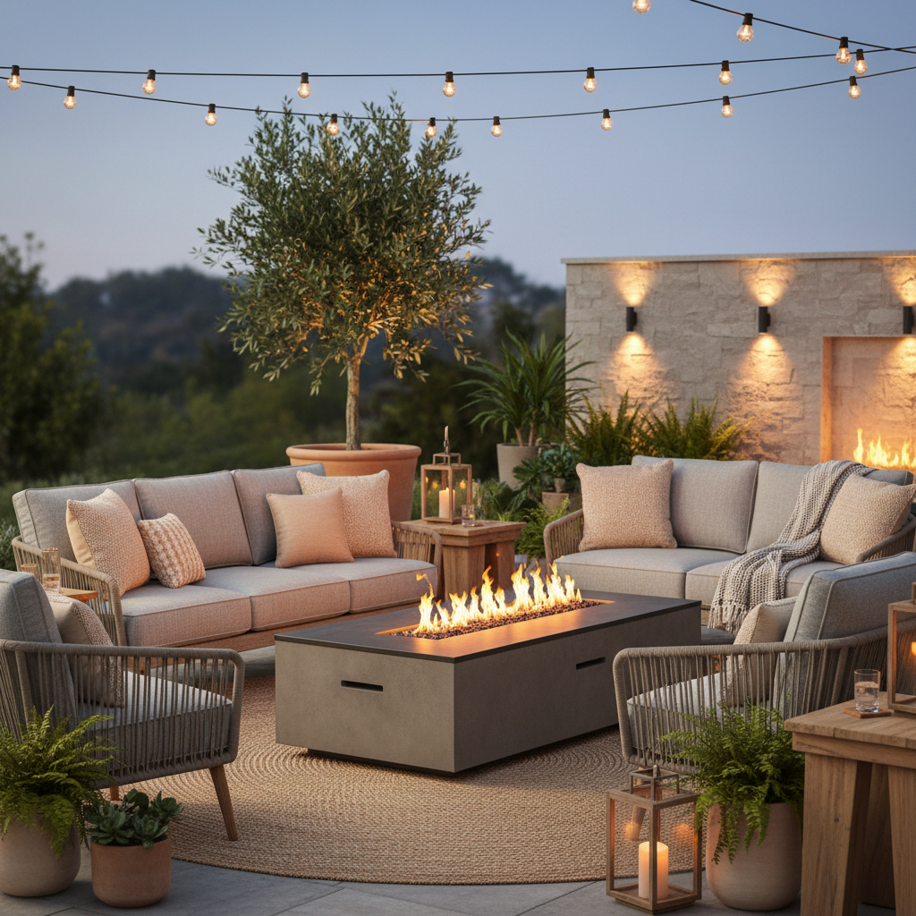 How to Design a Cozy Outdoor Living Room with a Fire Table?