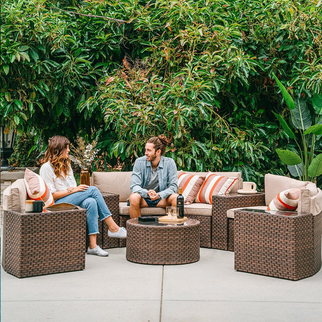 Freitag patio outlet chair with cushions