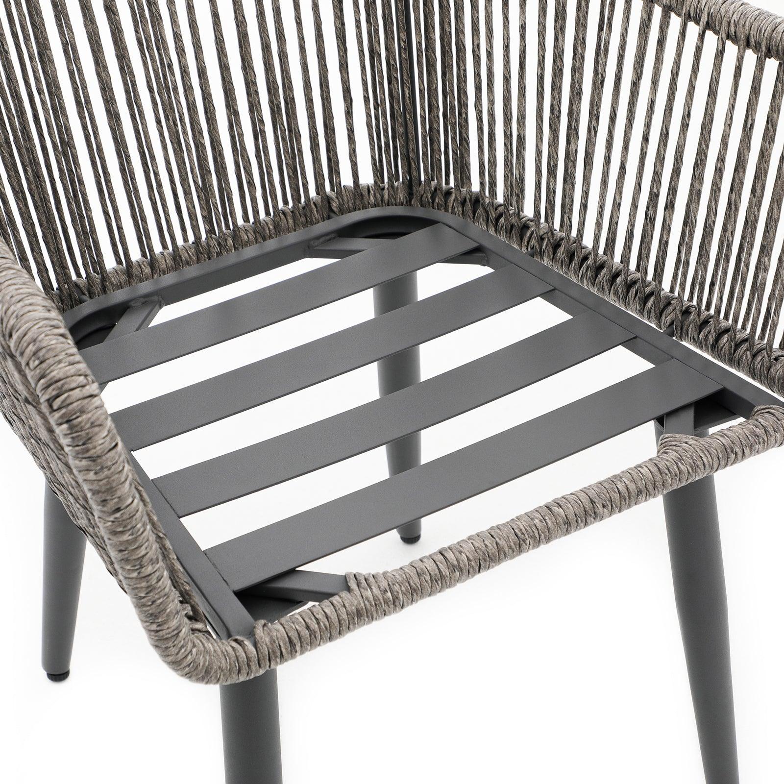 Hallerbos grey rattan Dining Chair, iron frame detailed-Jardina furniture#Color_Grey