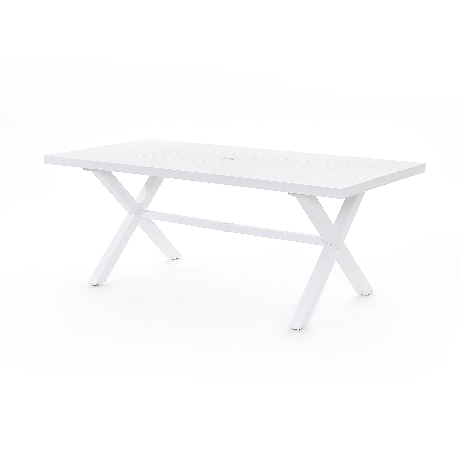 Salina white outdoor Metal Dining table, X-Design Table- Jardina Furniture#color_White