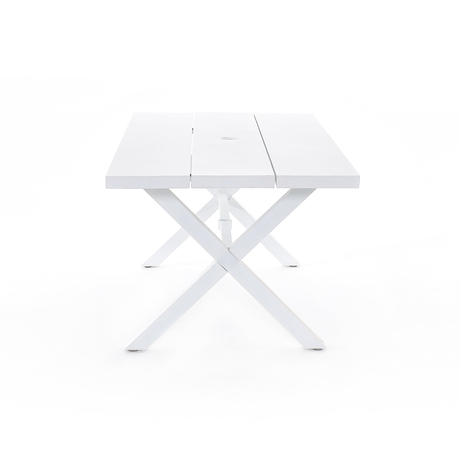 Salina white outdoor Metal Dining table, X-Design Table- Jardina Furniture#color_White