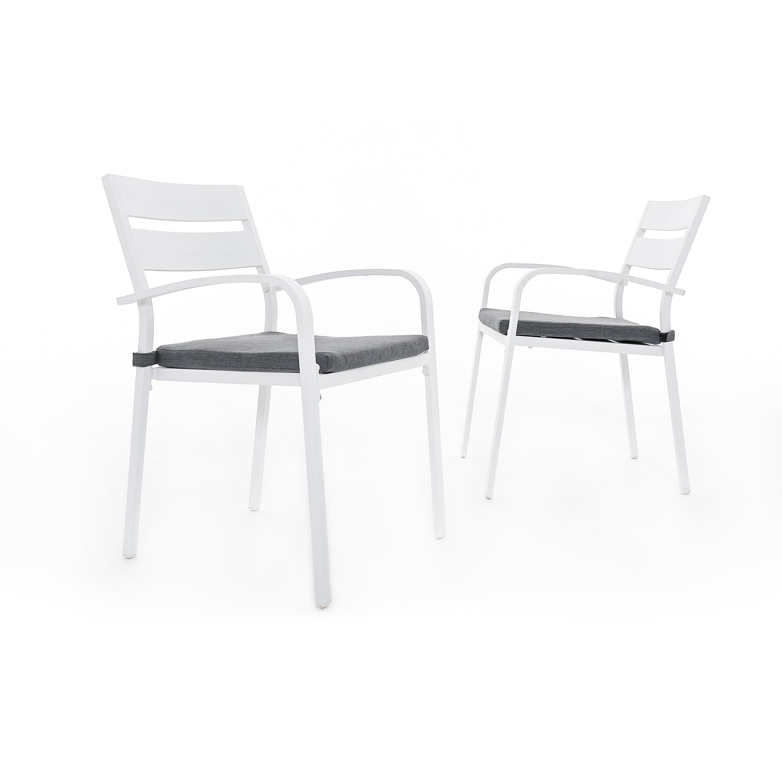 Salina aluminum dining chair, grey cushion-Jardina Furniture#color_White
