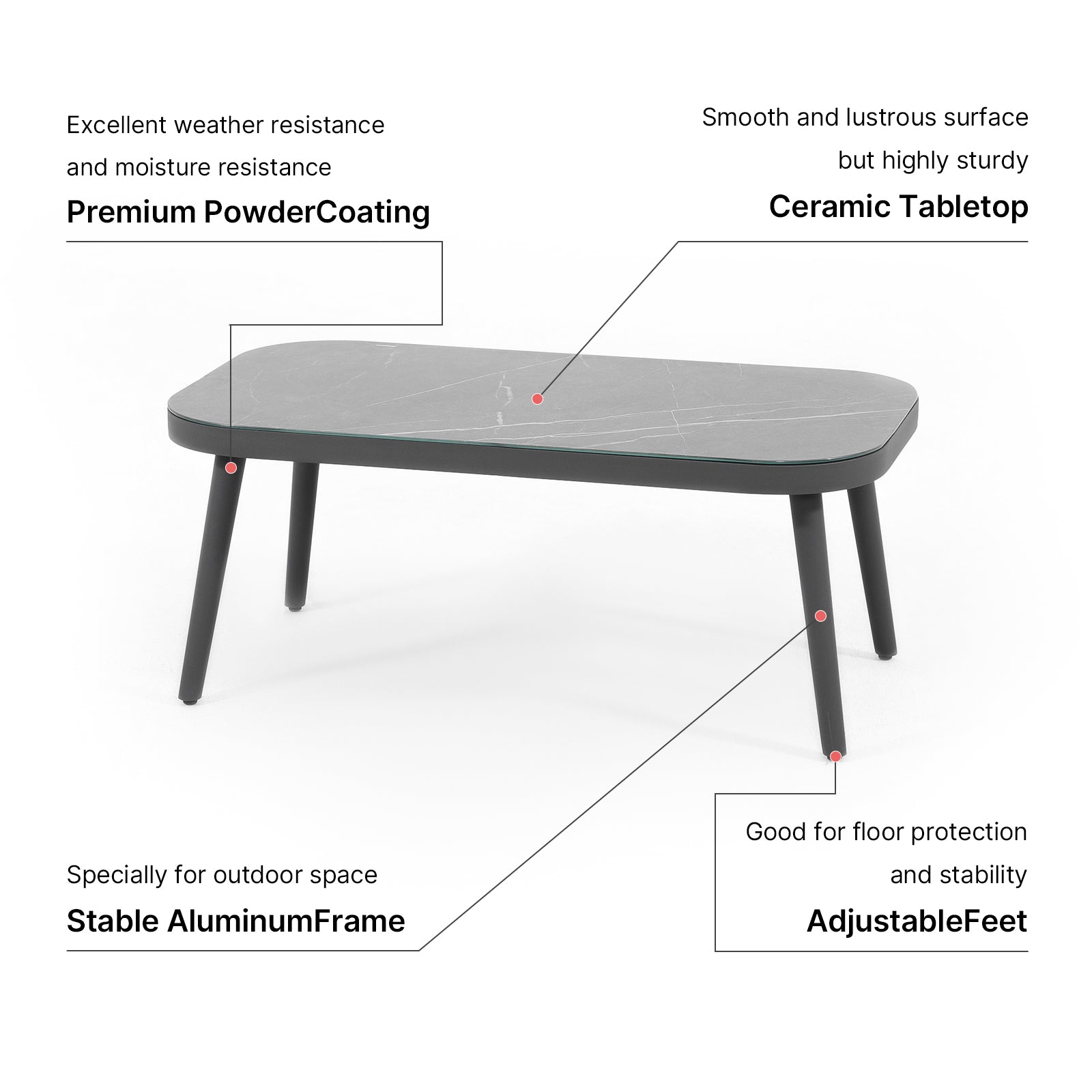 Comino Aluminum Outdoor Loveseat with Coffee Table