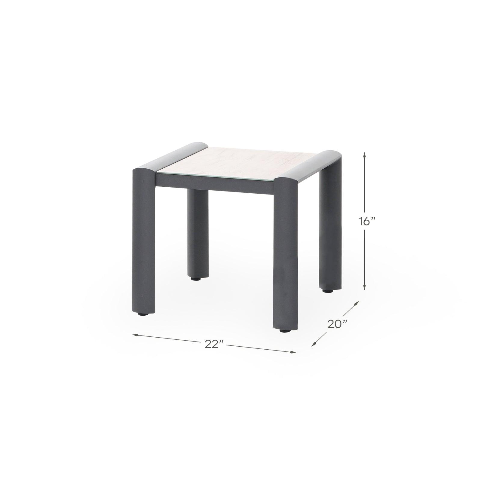 Capri grey table with adjustable feet, wood tabletop, Dimension info- Jardina Furniture