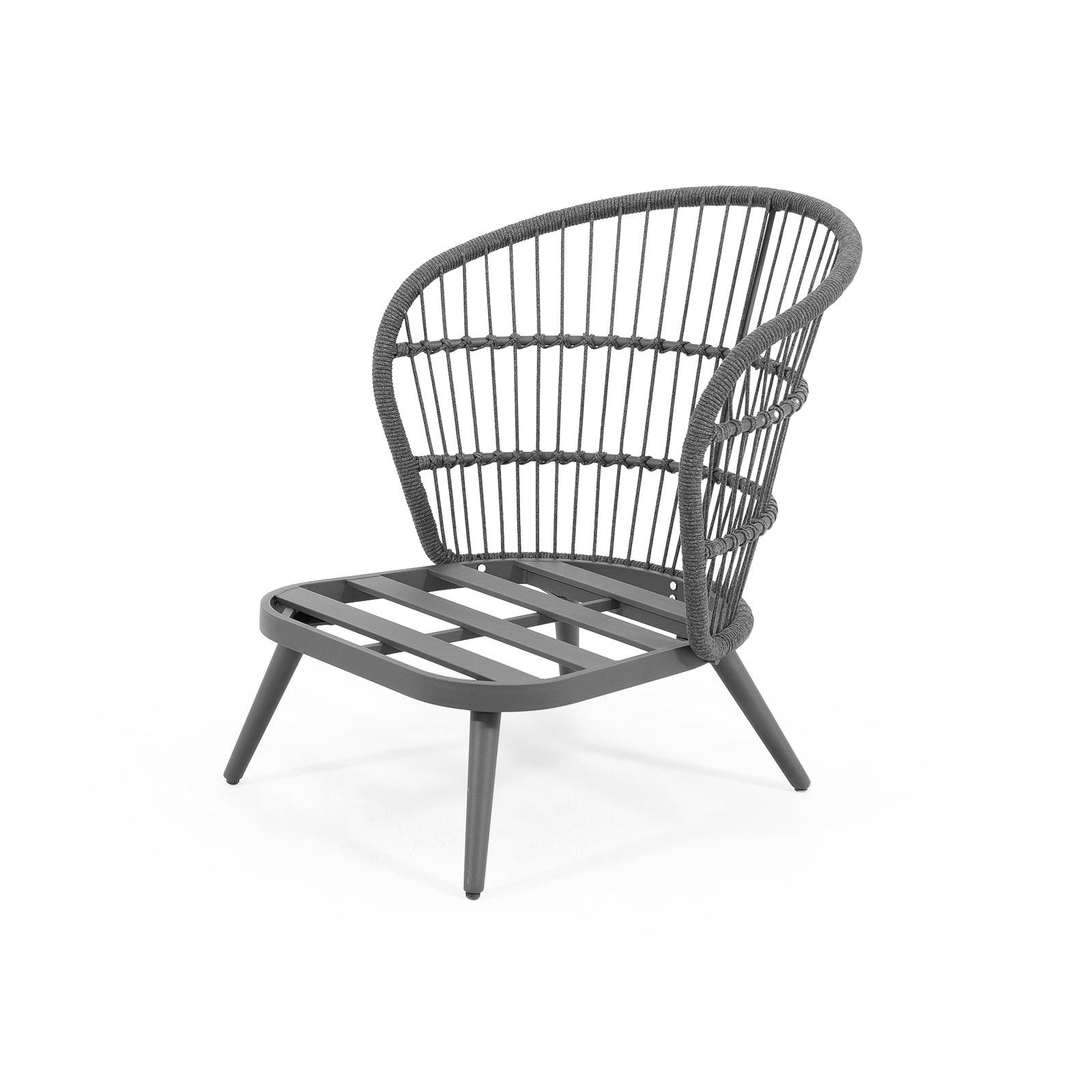 Comino grey aluminum Sofa with backrest rope design, shell-shaped design, frame without cushion-Jardina Furniture