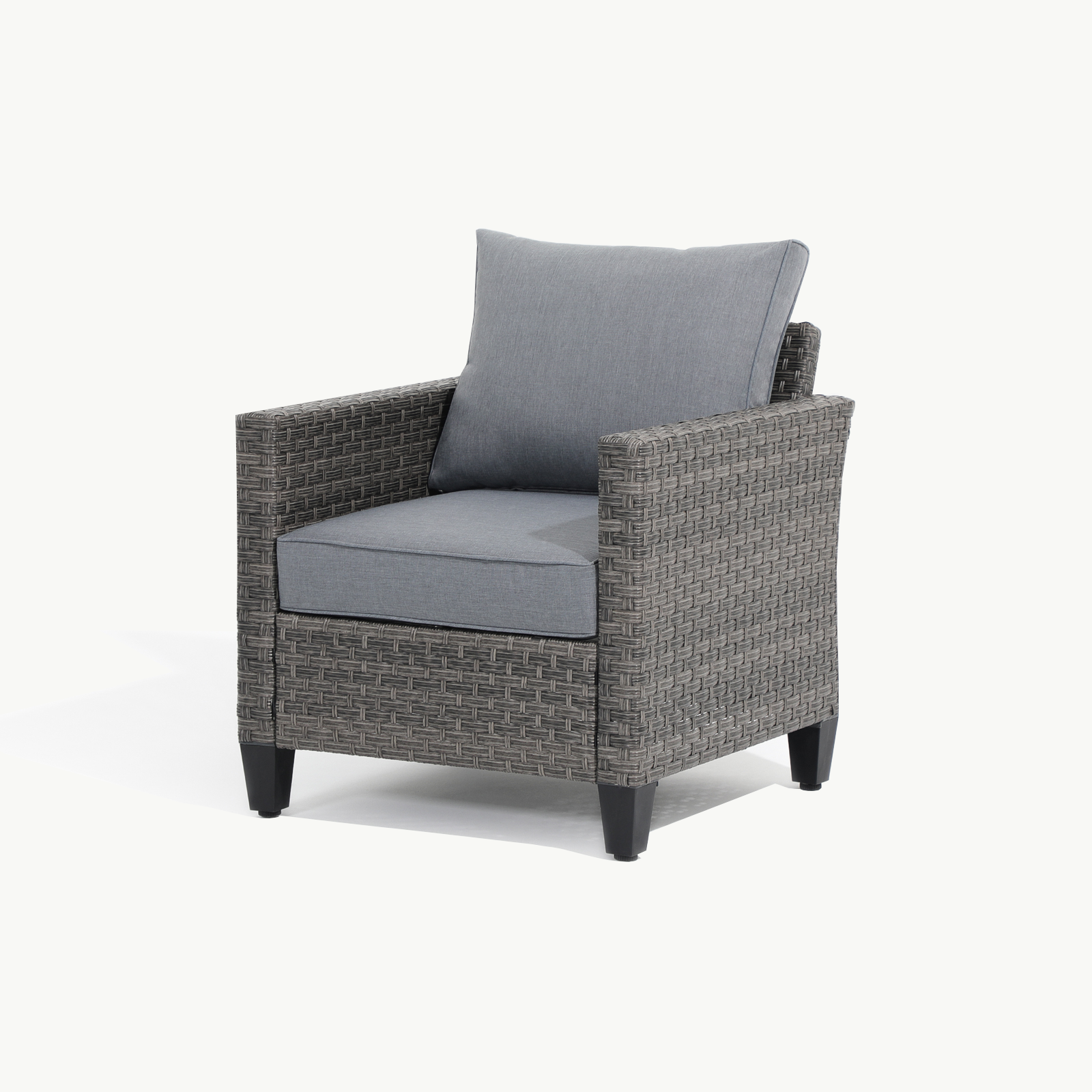 Ayia lounge chair with rattan design, grey cushions, right angle- Jardina Furniture #color_Grey