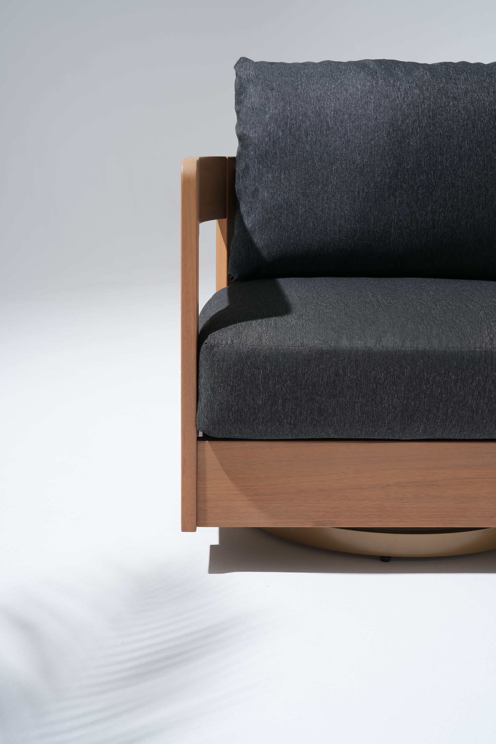 Sova Wood Outdoor Sofa Set with Swivel Chairs & Two Tables,Eucalyptus wood, Black Cushions