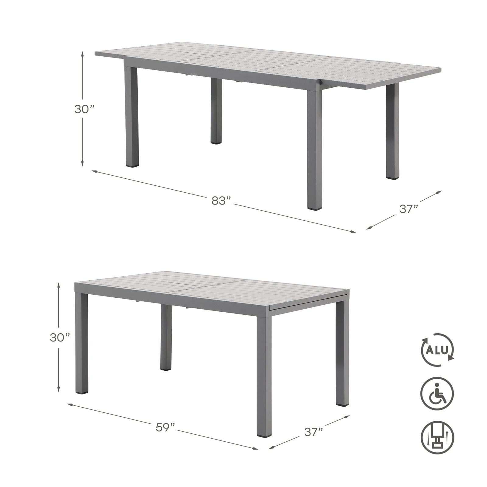 Irati 6-8 Person Outdoor Dining Set with Aluminum Extendable Table