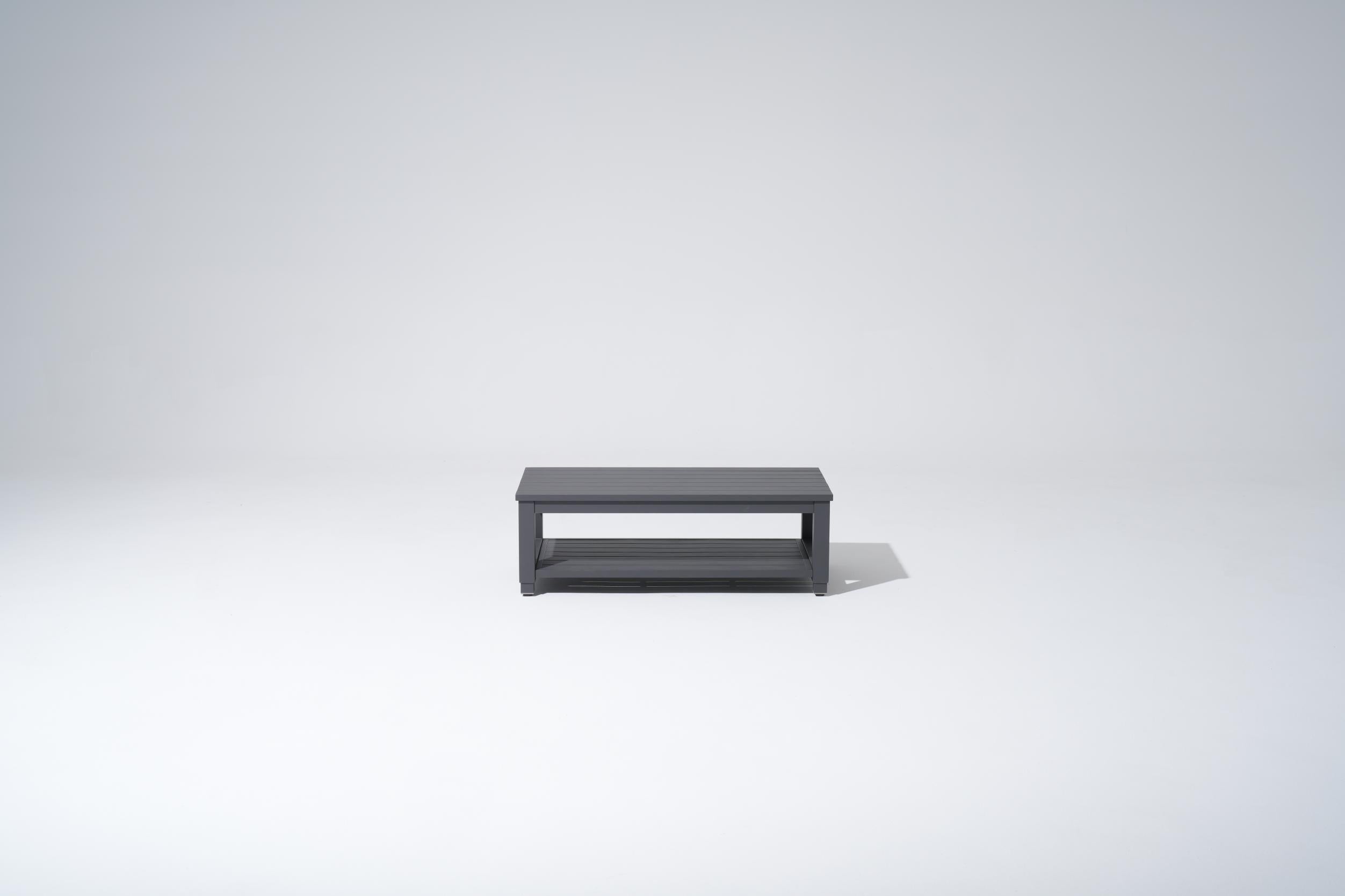 Vela Aluminum Rectangular Outdoor Coffee Table, Dark Grey - Jardina Modern Premium Outdoor Patio Furniture