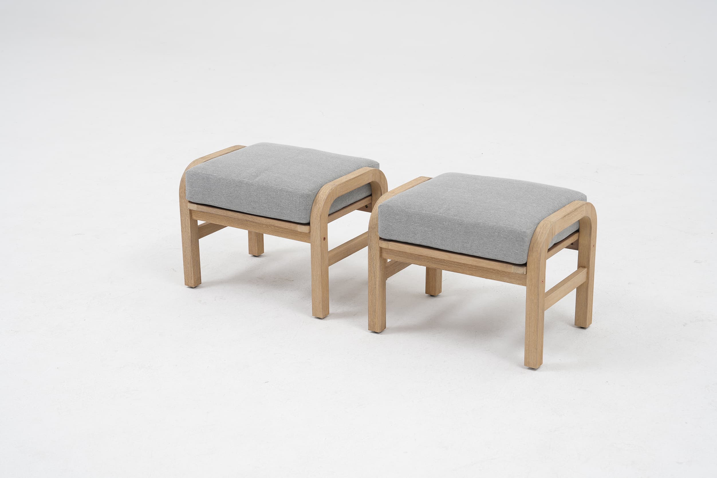 Thalea Textured Wooden Outdoor Ottomans and Footstools