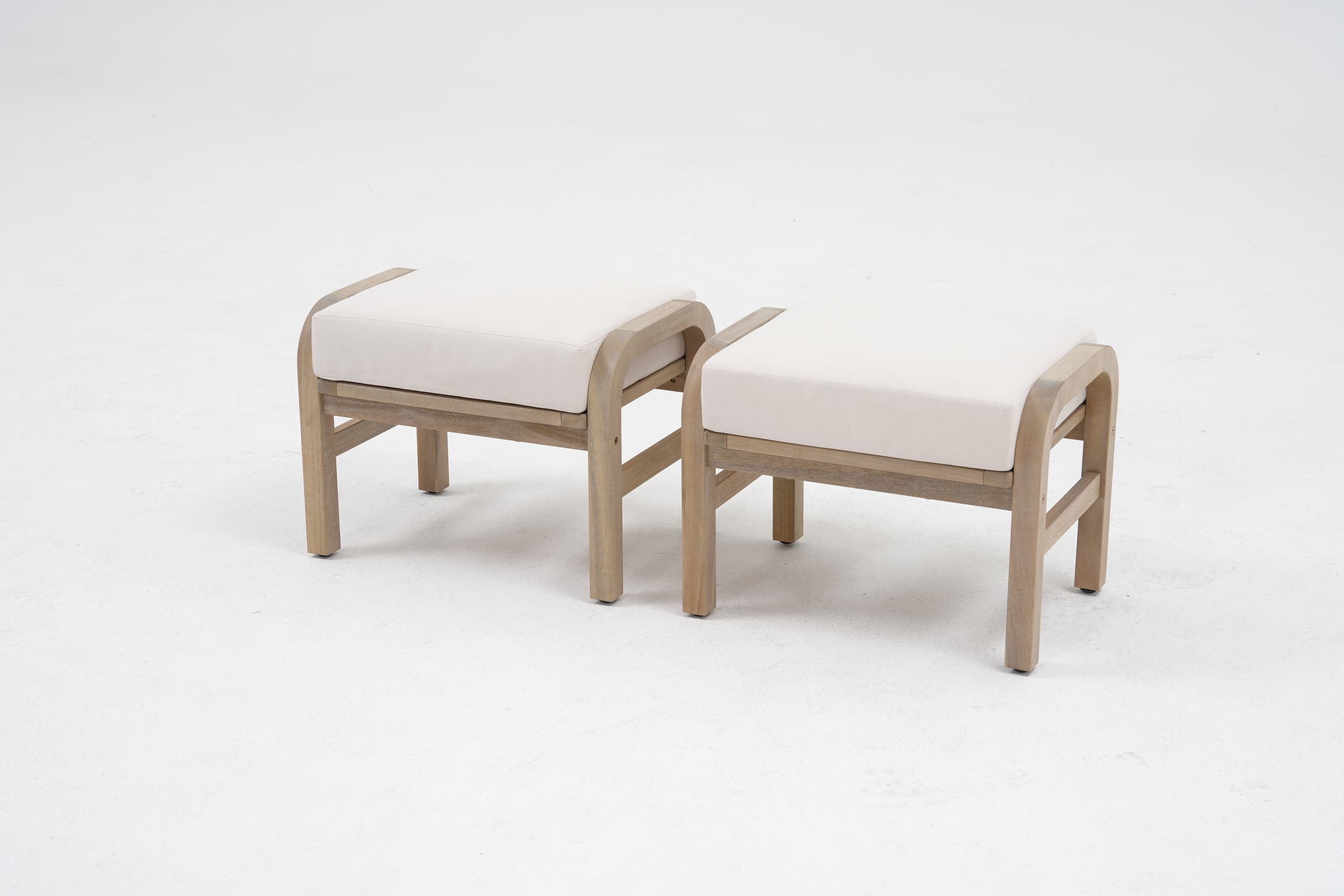 Thalea Textured Wooden Outdoor Ottomans and Footstools