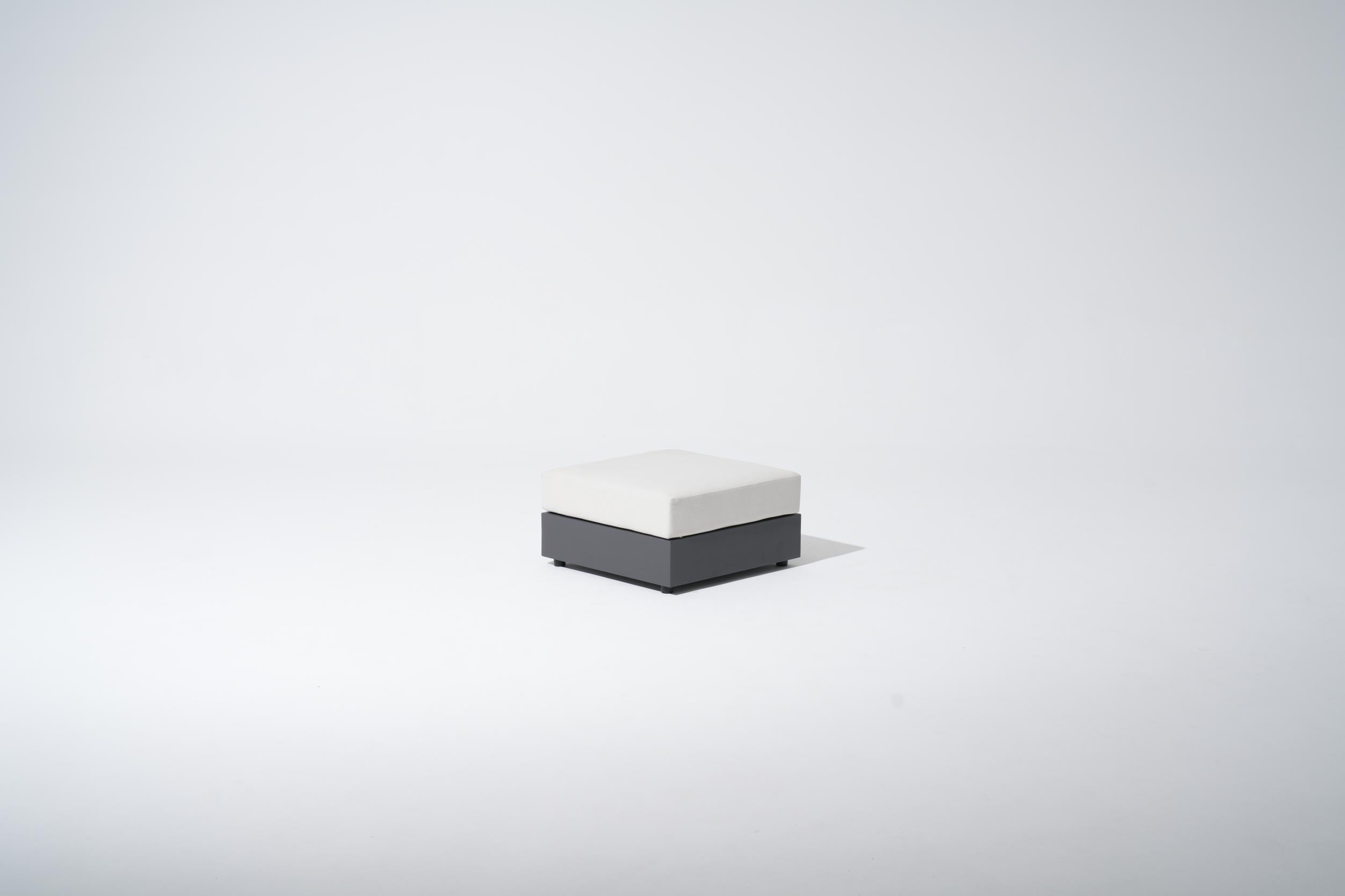 Addison Modern Aluminum Ottoman with Cushions, Dark Grey