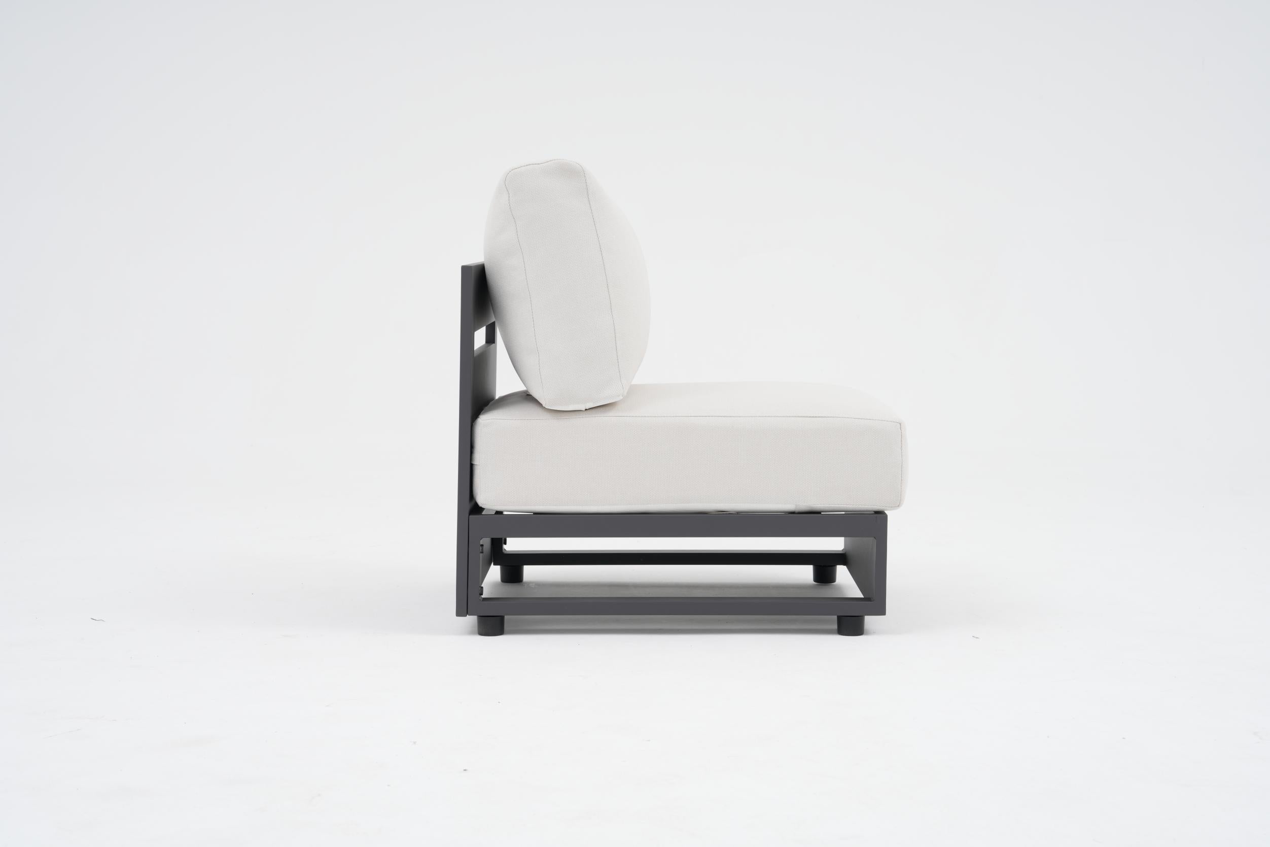 Addison Modern Aluminum Armless Chair with Cushions, Dark Grey