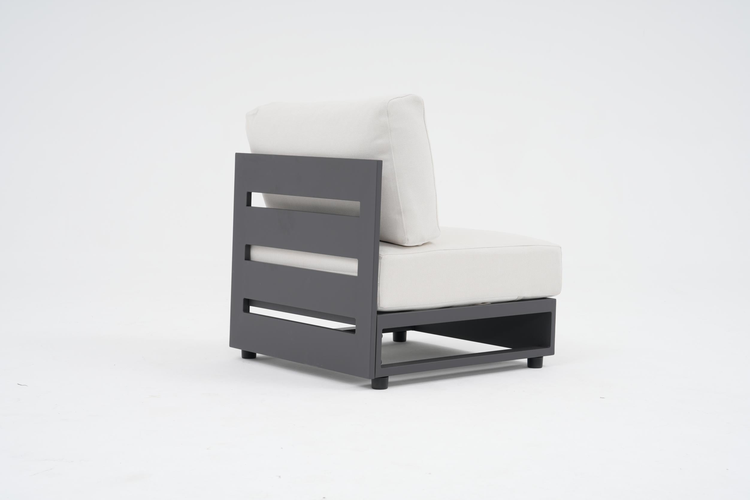 Addison Modern Aluminum Armless Chair with Cushions, Dark Grey