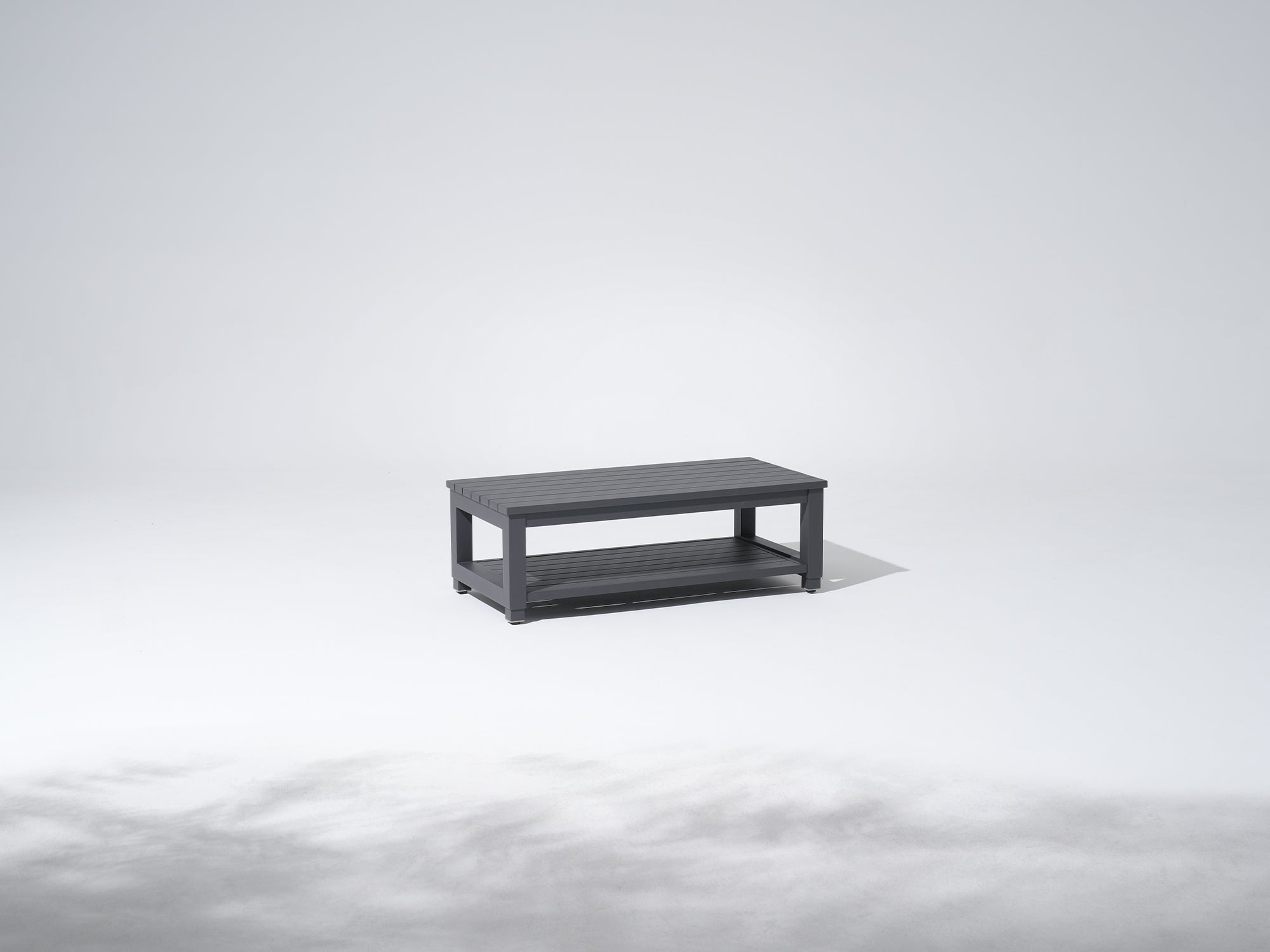 Vela Square Aluminum Rectangular Outdoor Coffee Table, Dark Grey