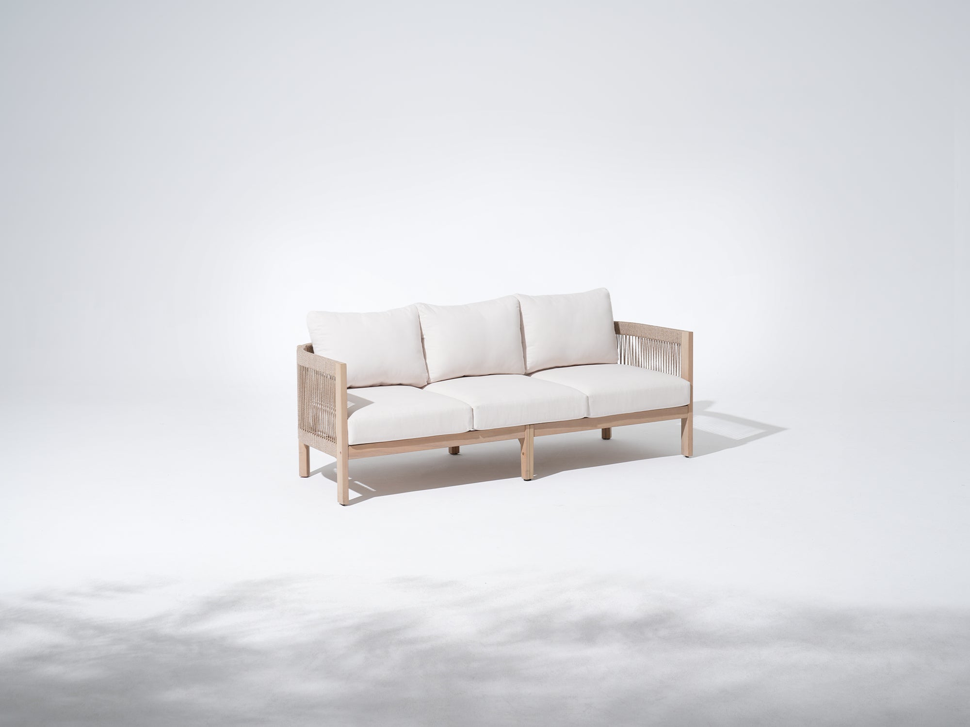 Foristern Wooden Outdoor 3 Seater Sofa with Rope Design