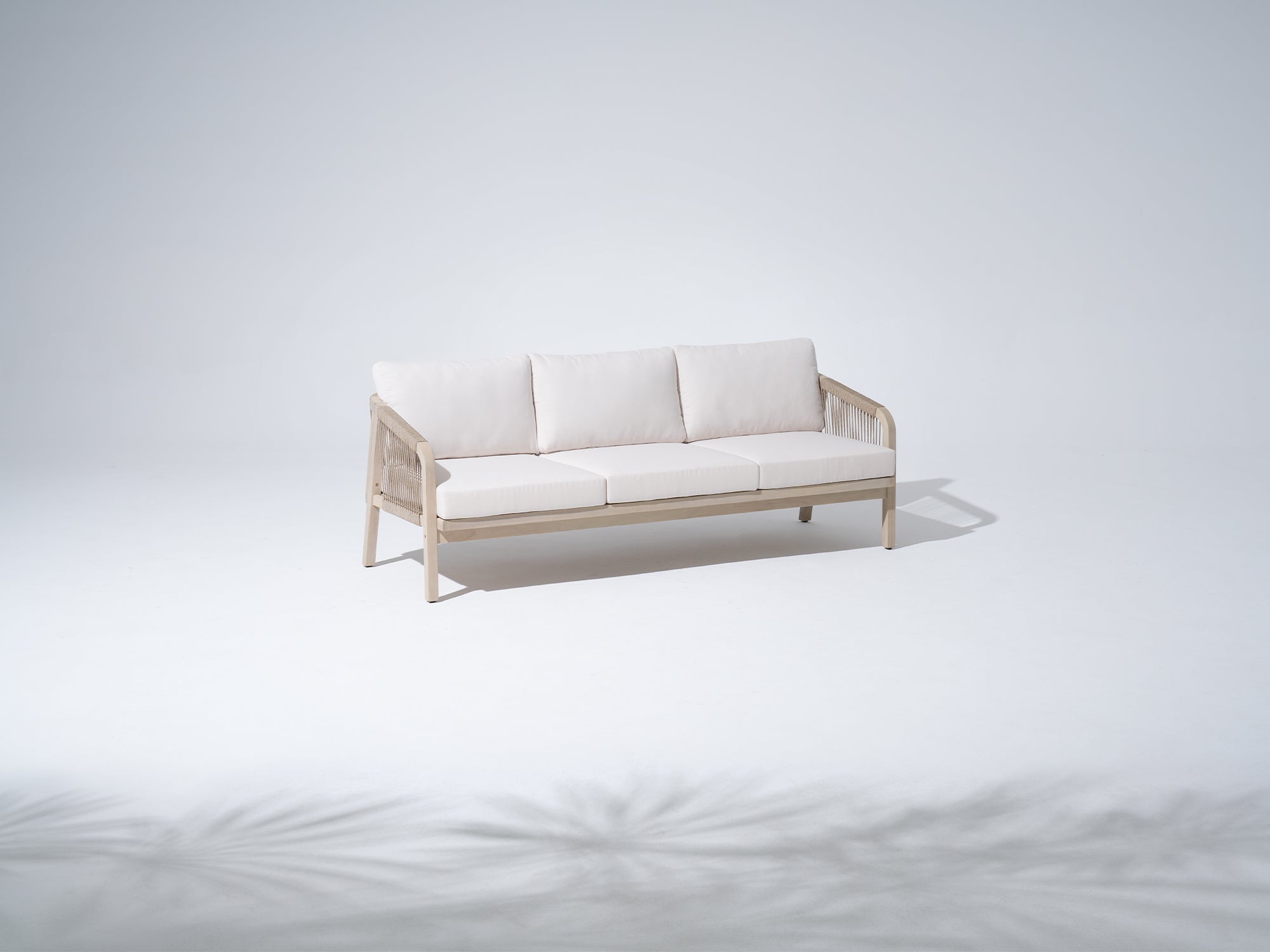 Thalea Textured 7-Seater Wooden Patio Conversation Set with Coffee Table in Cream