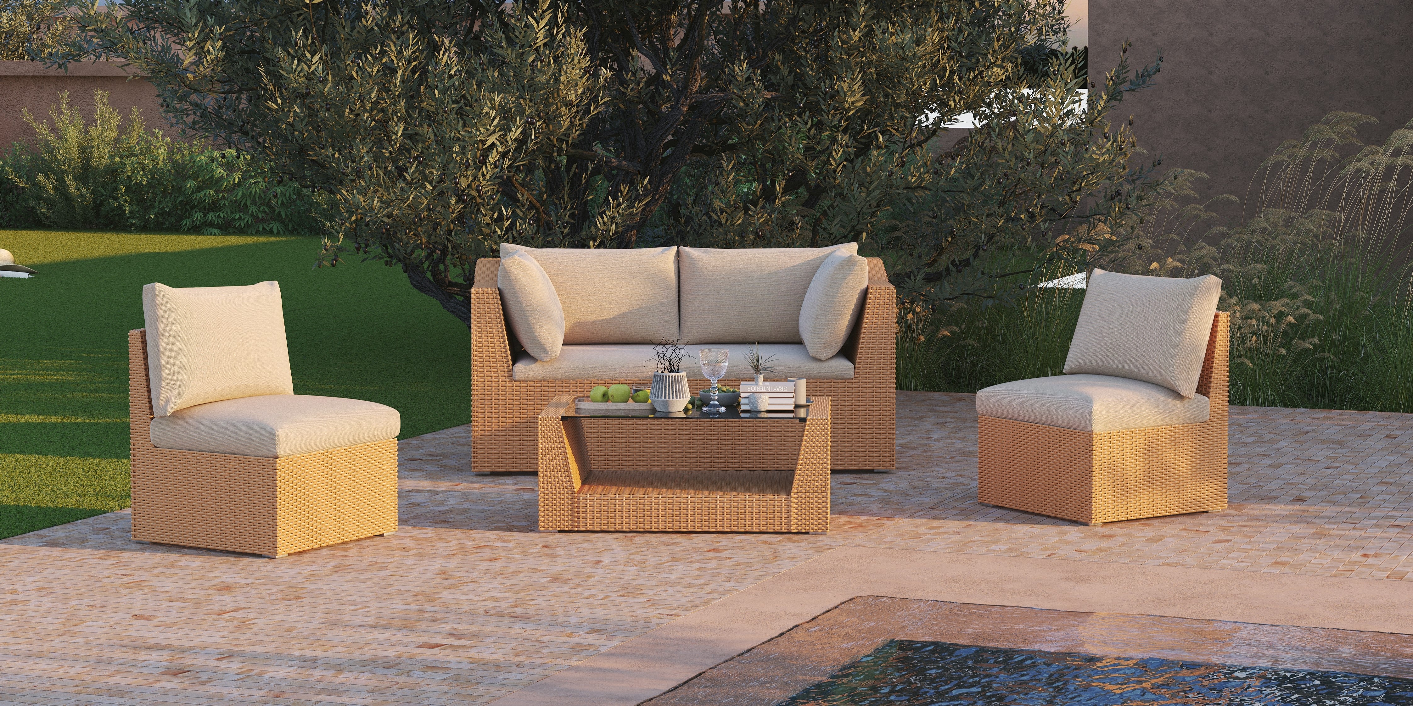 Rattan garden furniture online lounge set