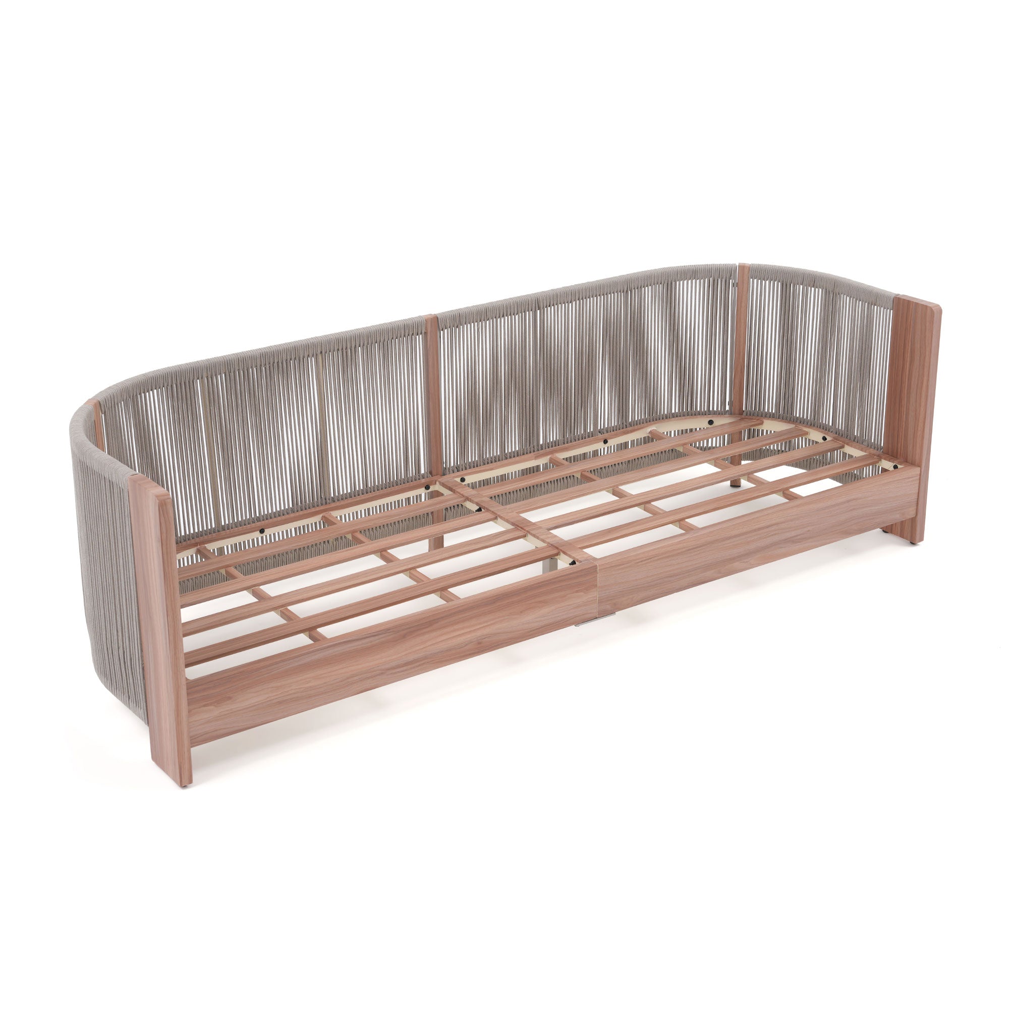 three-seater outdoor loveseat sofa frame detail, aluminum frame by Rope Design