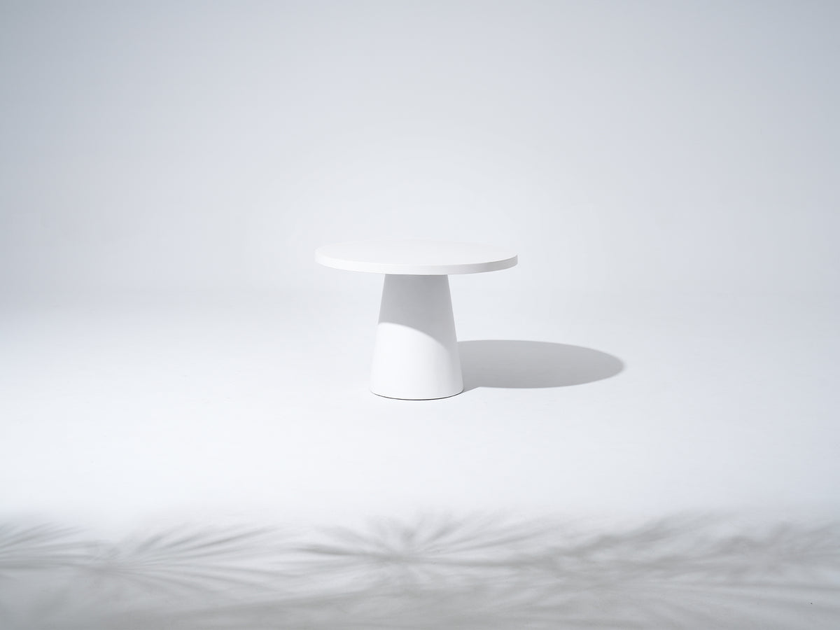 Matera Outdoor Concrete Dining Table, Textured Travertine finish & Smooth Pure White, 42"