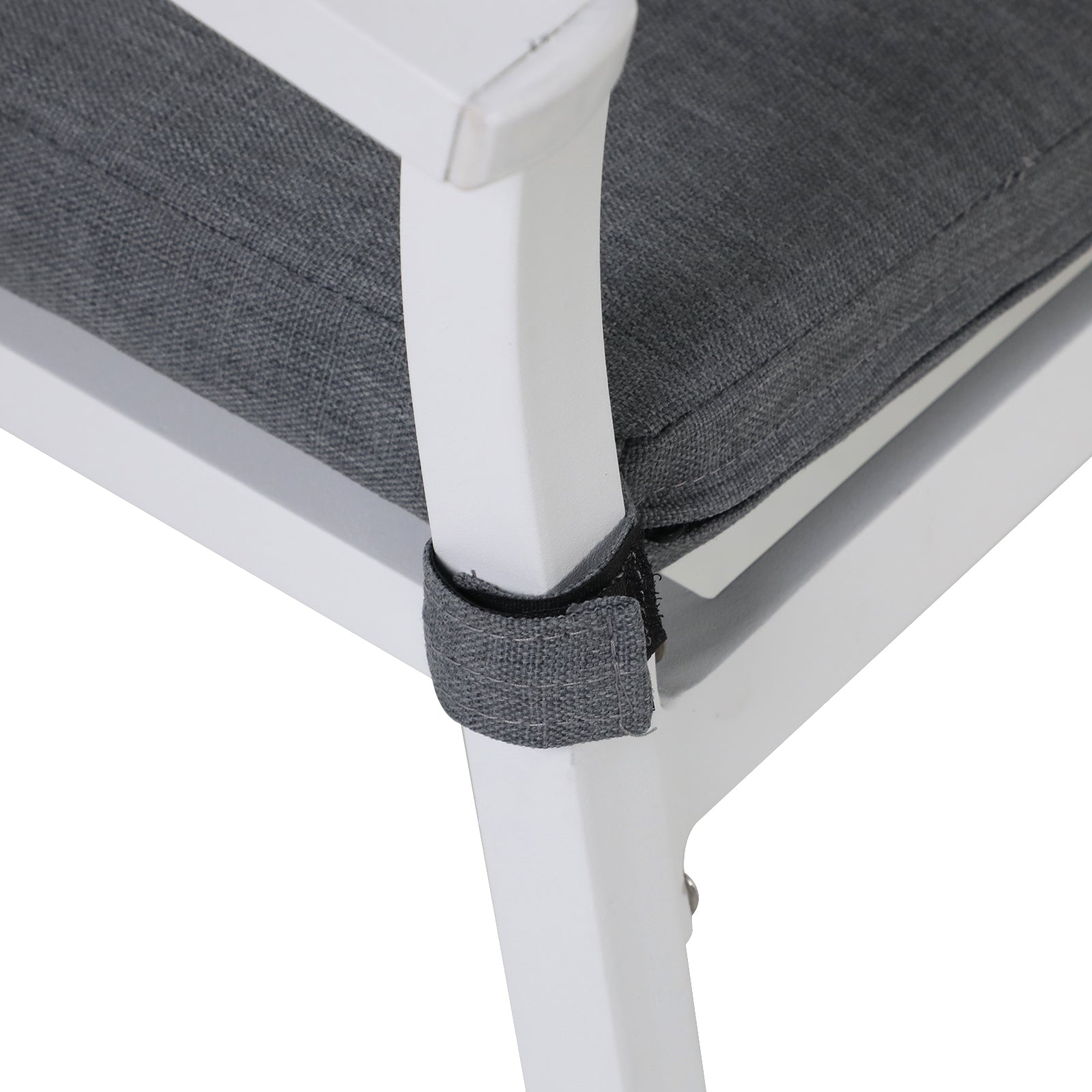 Salina aluminum dining chair, grey cushion-Jardina Furniture#color_White