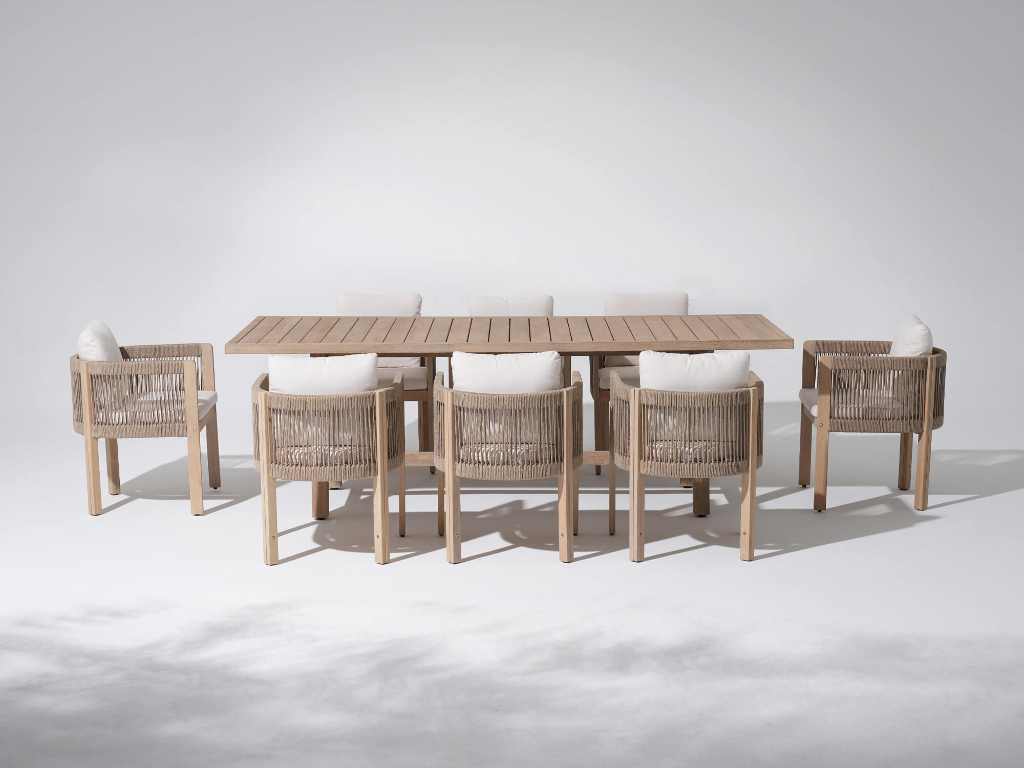 9pcs Outdoor dining set with a wooden table and chairs- Jardina Modern Premium Outdoor Patio Furniture Sets