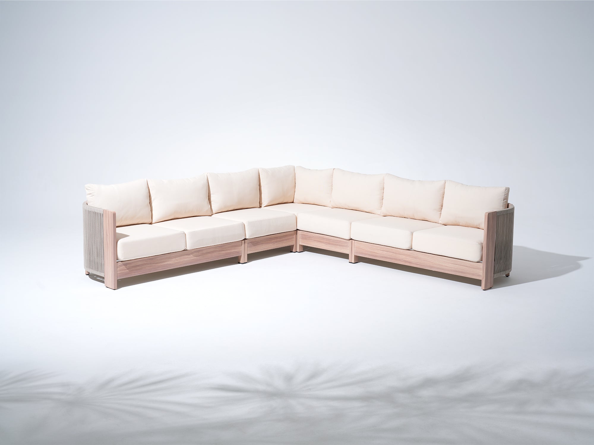 aluminum and rope outdoor Sectional sofa with light-colored cushions - Jardina Premium Modern Outdoor Patio Furniture Sets