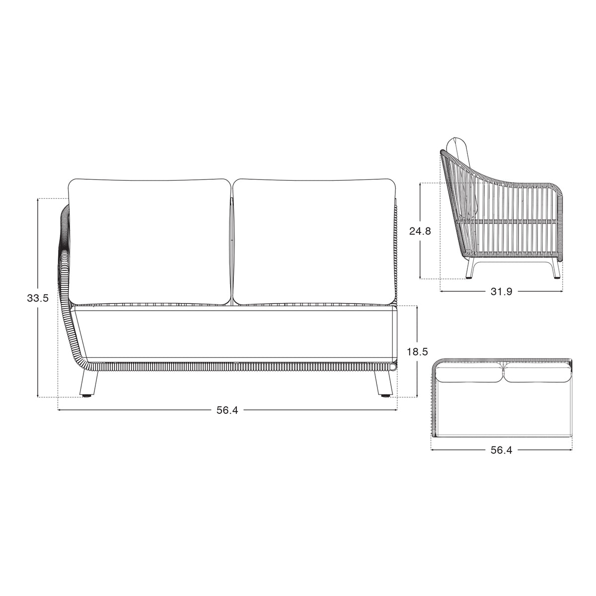 Plena Teak and Rope Modular L-Shaped Outdoor Sectional Sofa Set with Round Coffee Tables