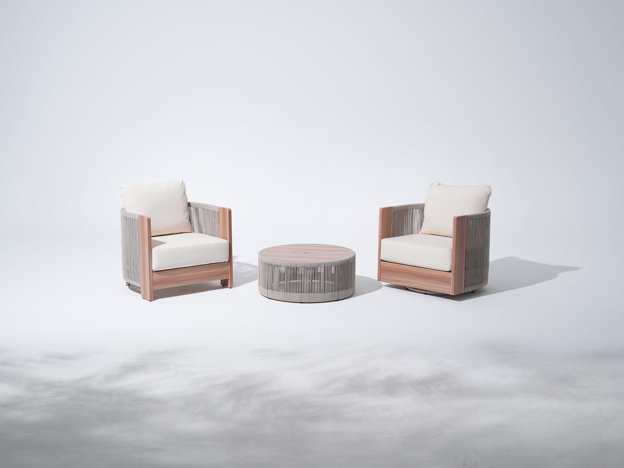 Irati 3-Piece Rope Rattan Outdoor Conversation Set with Swivel Chair, Storage Table