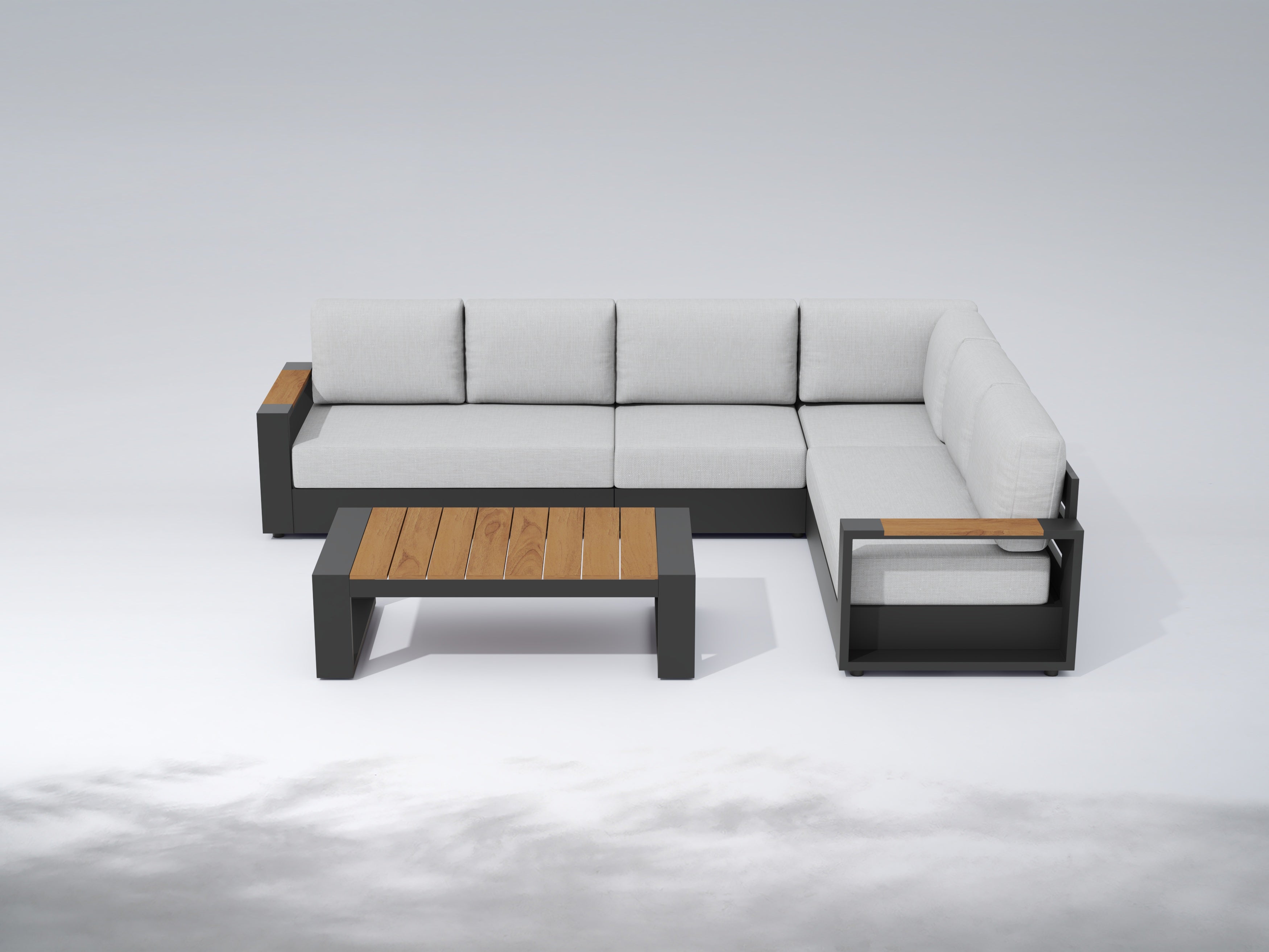 Addison Modular Outdoor Sectional Sofa Set with Swivel Chairs, Dark Grey Aluminum