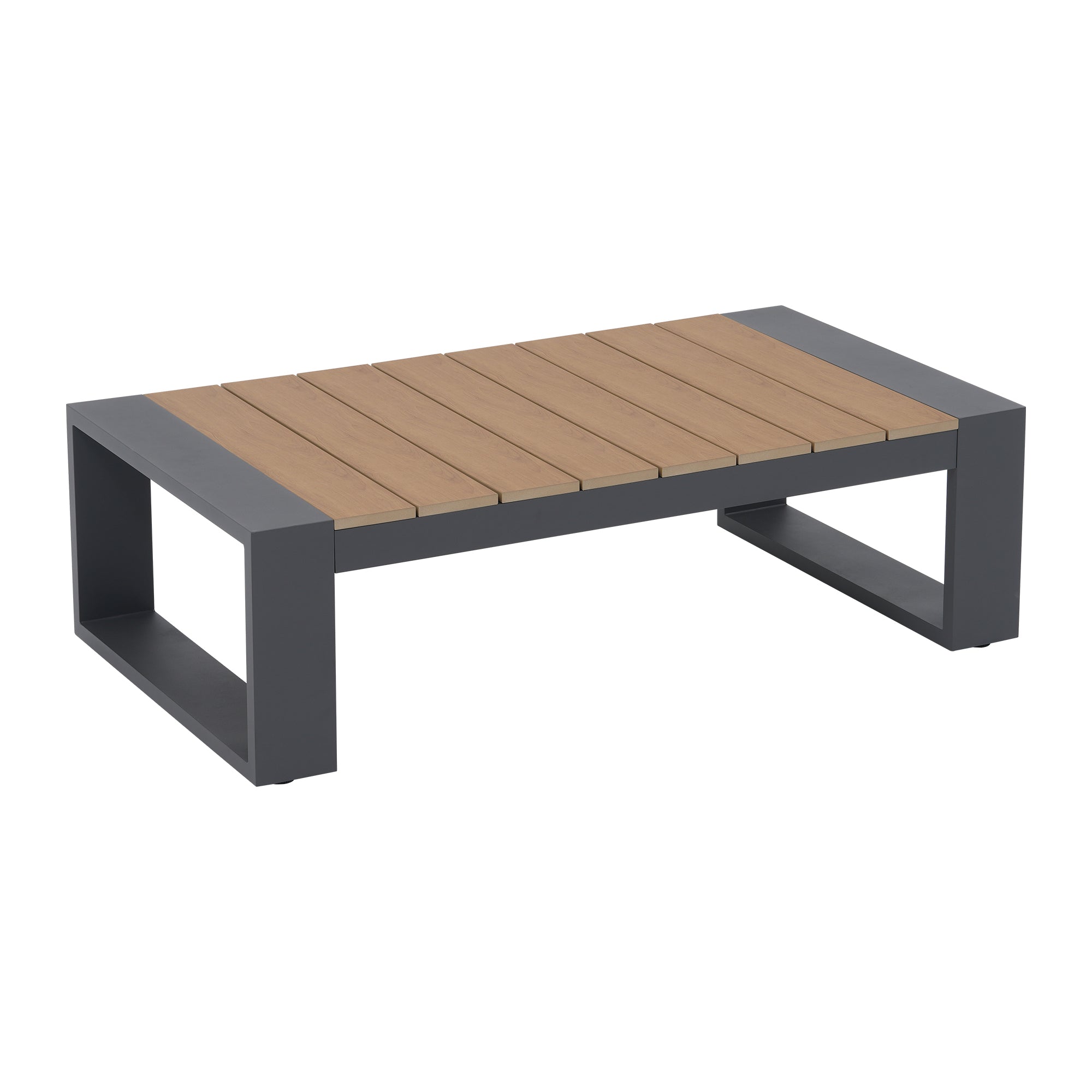 Addison Aluminum Outdoor Coffee Table, Oyster White/Charcoal